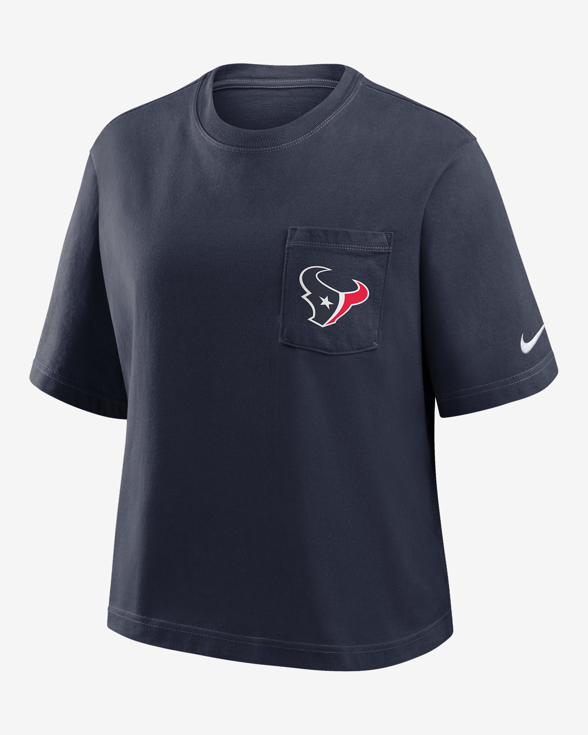 Houston Texans Rewind Pocket Boxy Women's Nike NFL T-Shirt - Navy