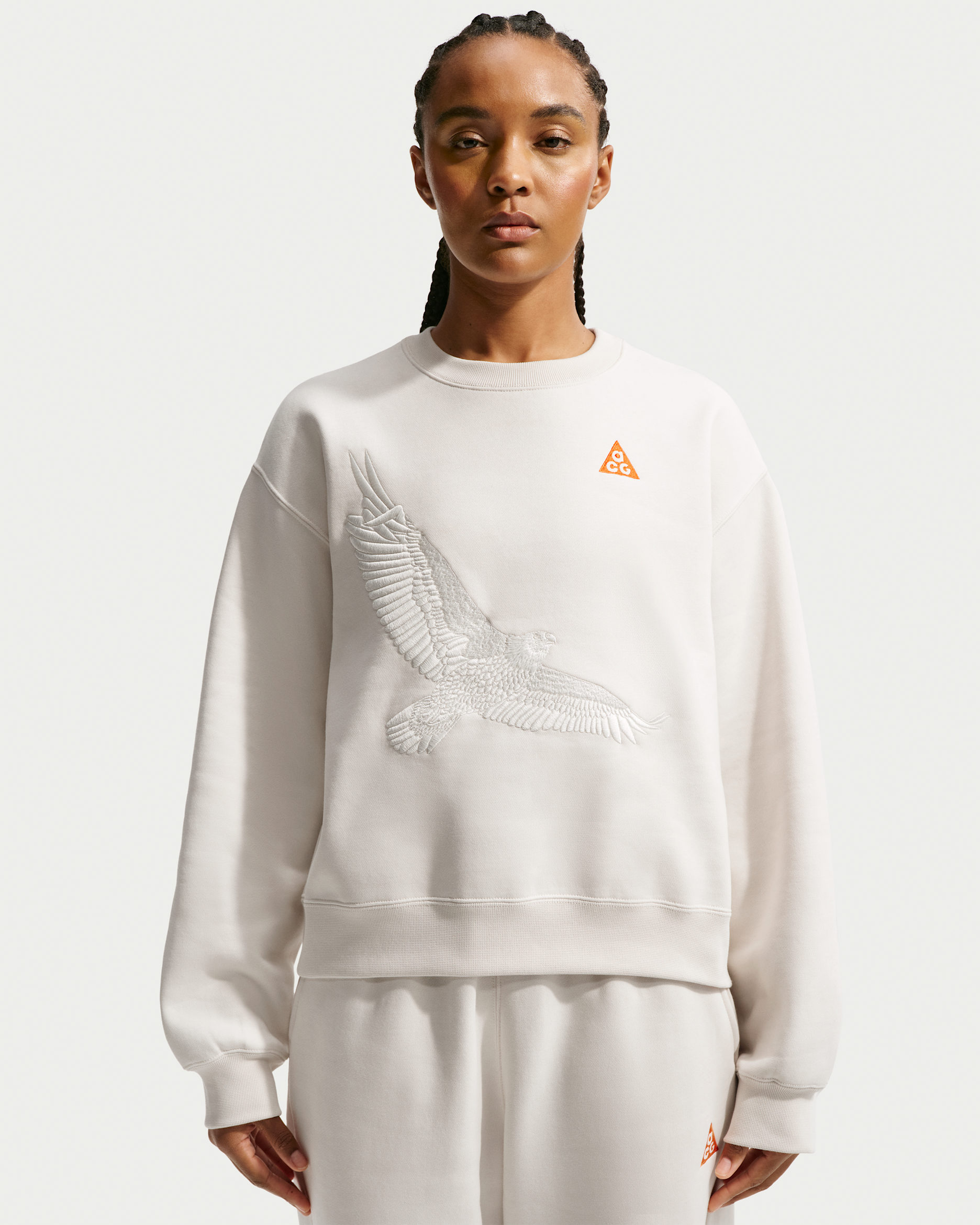 Nike ACG USA Women's Therma-FIT Crew-Neck Sweatshirt - Phantom/Safety Orange