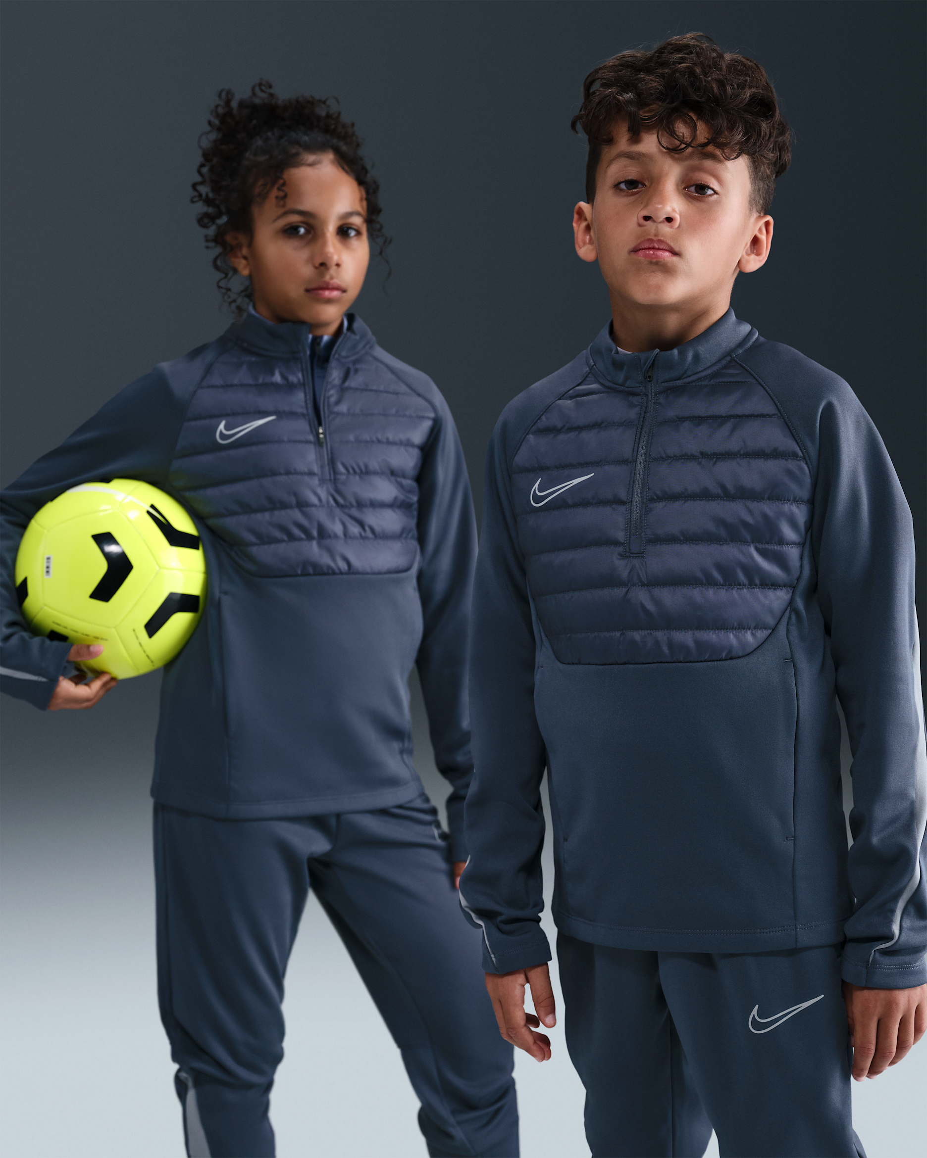 Nike Therma-FIT Academy Older Kids' Football Drill Top - Thunder Blue/Cool Grey