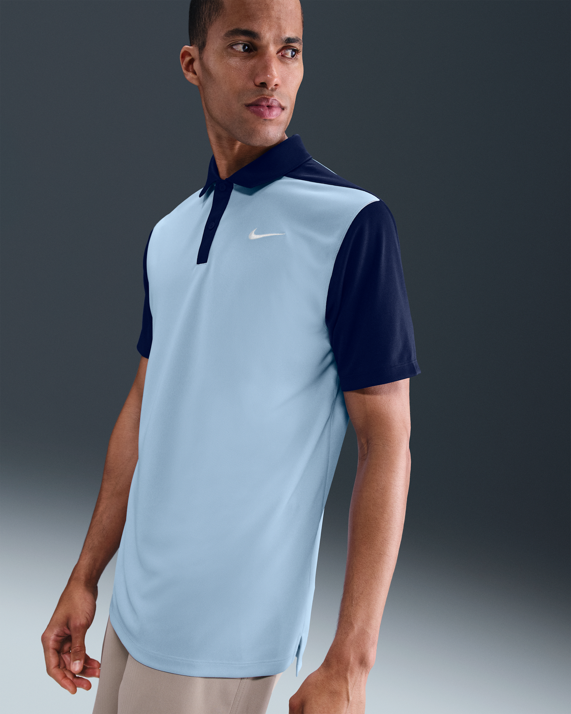 Nike Victory+ Men's Dri-FIT Golf Polo - Light Armoury Blue/Obsidian/White