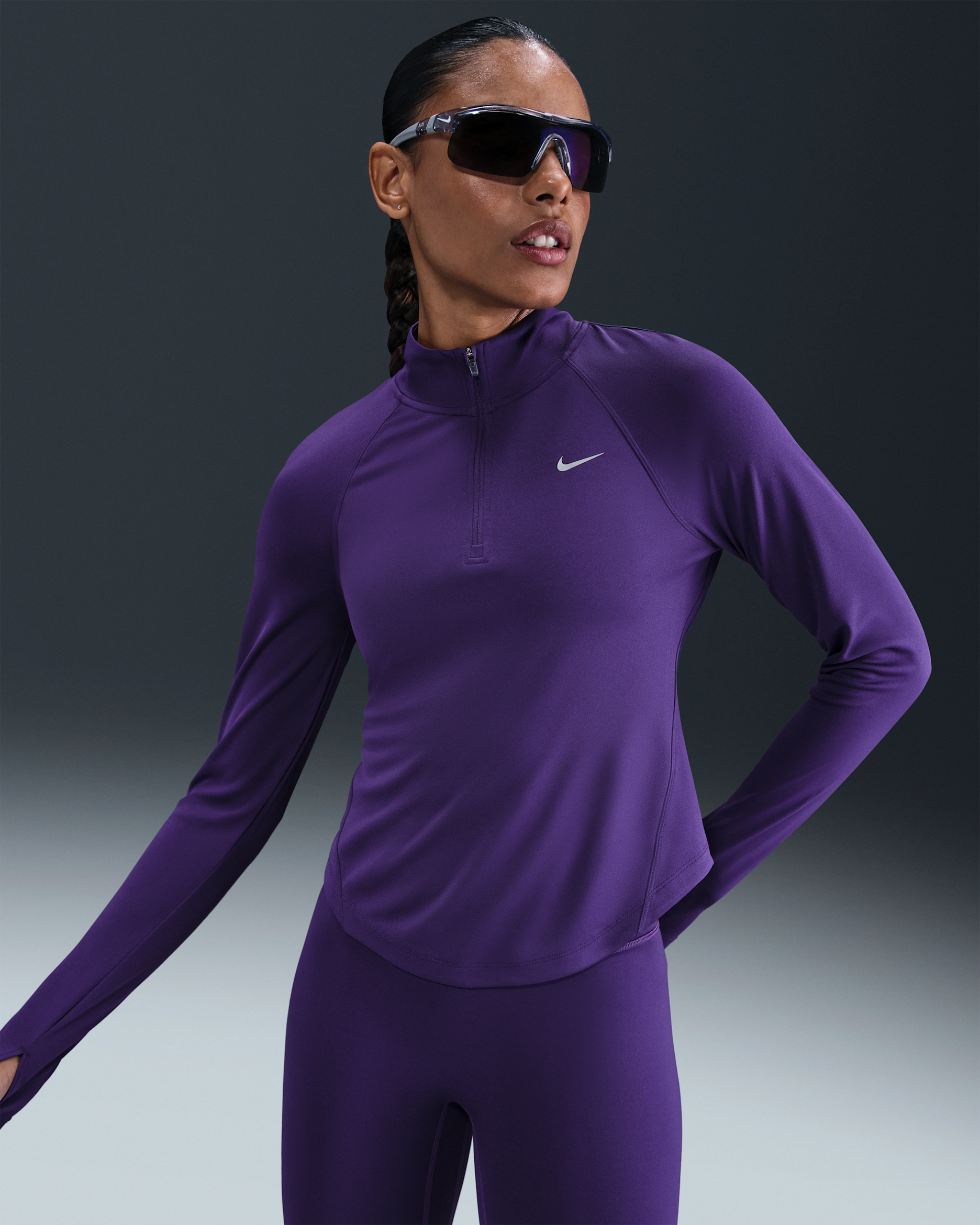 Nike Tempo Dri-FIT Lauf-Tanktop mit Viertelreißverschluss (Damen) - Court Purple