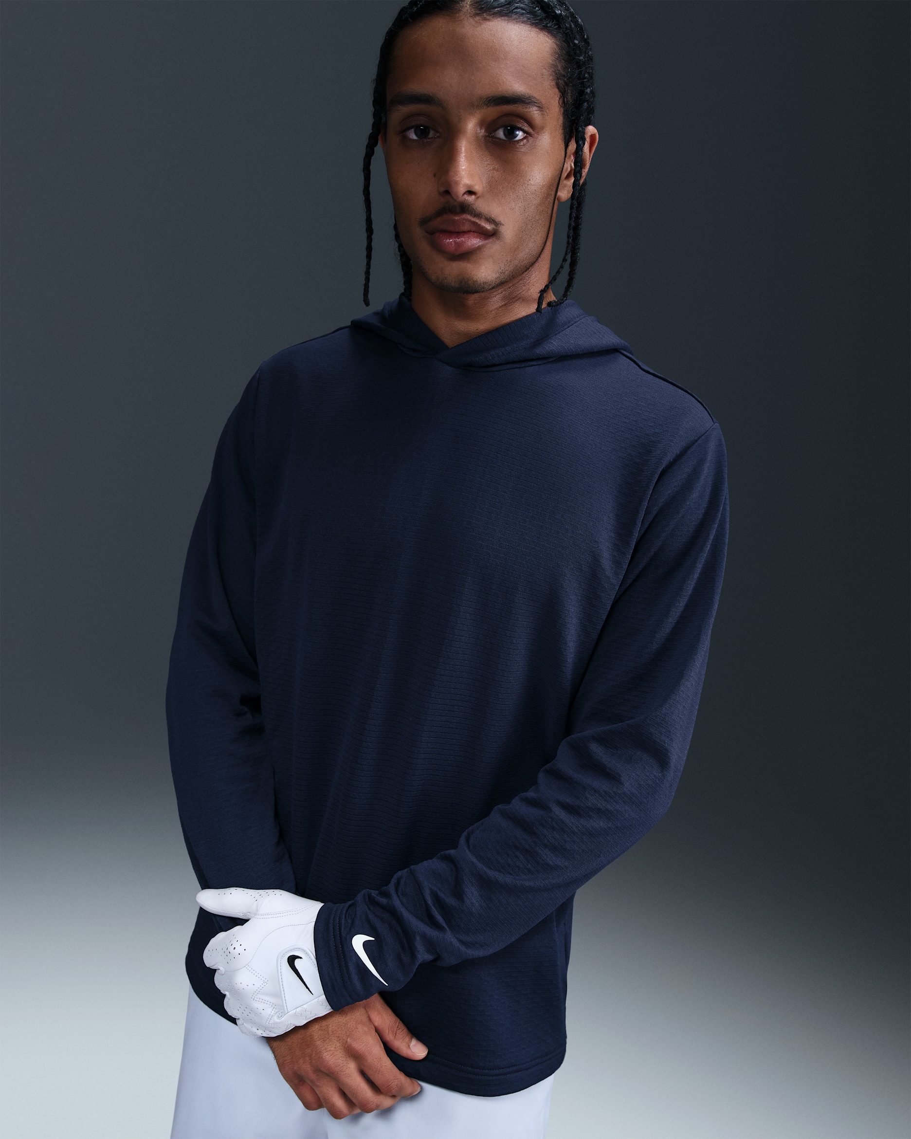 Sudadera con gorro de golf Dri-FIT para hombre Nike Tour - Azul marino medianoche/Blanco