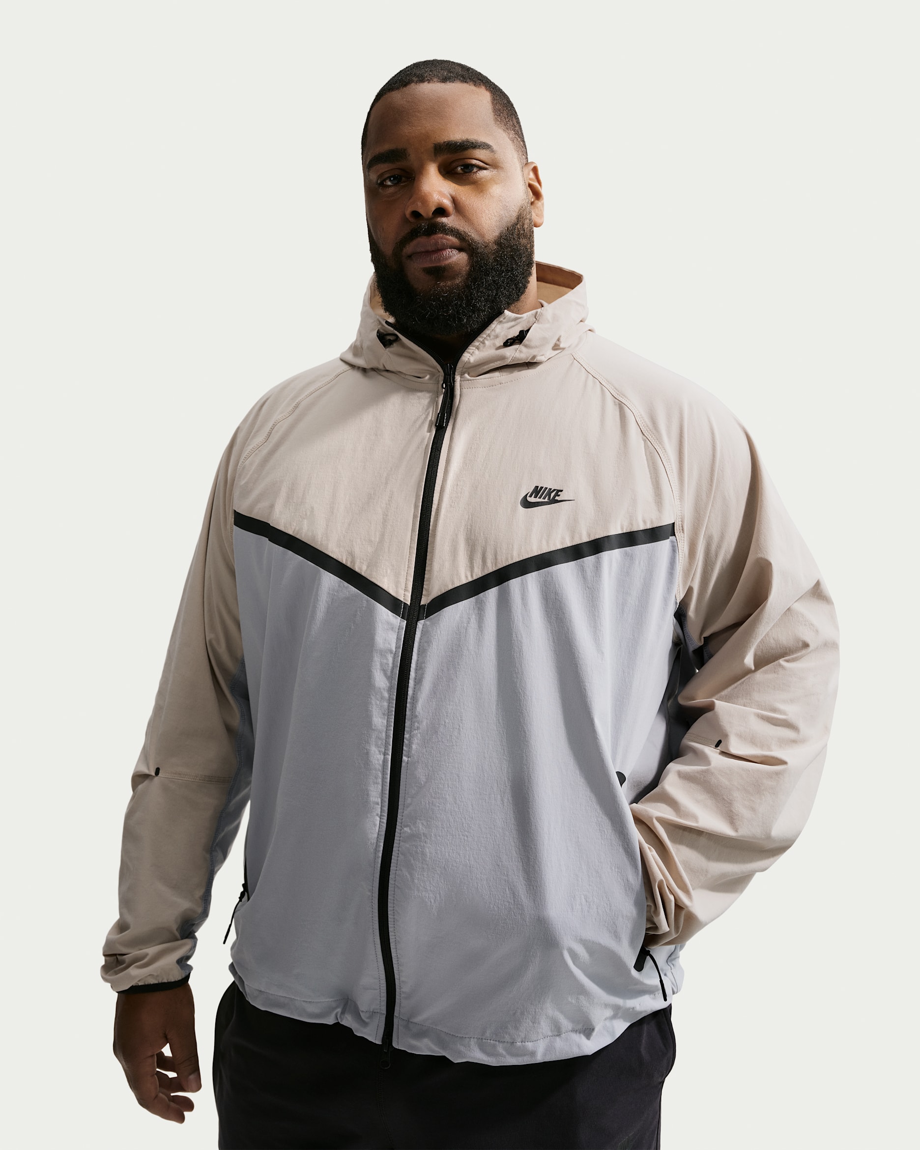 Nike Tech Men's Dri-FIT Woven Full-Zip Windrunner Jacket - Wolf Grey/Cream II/Black