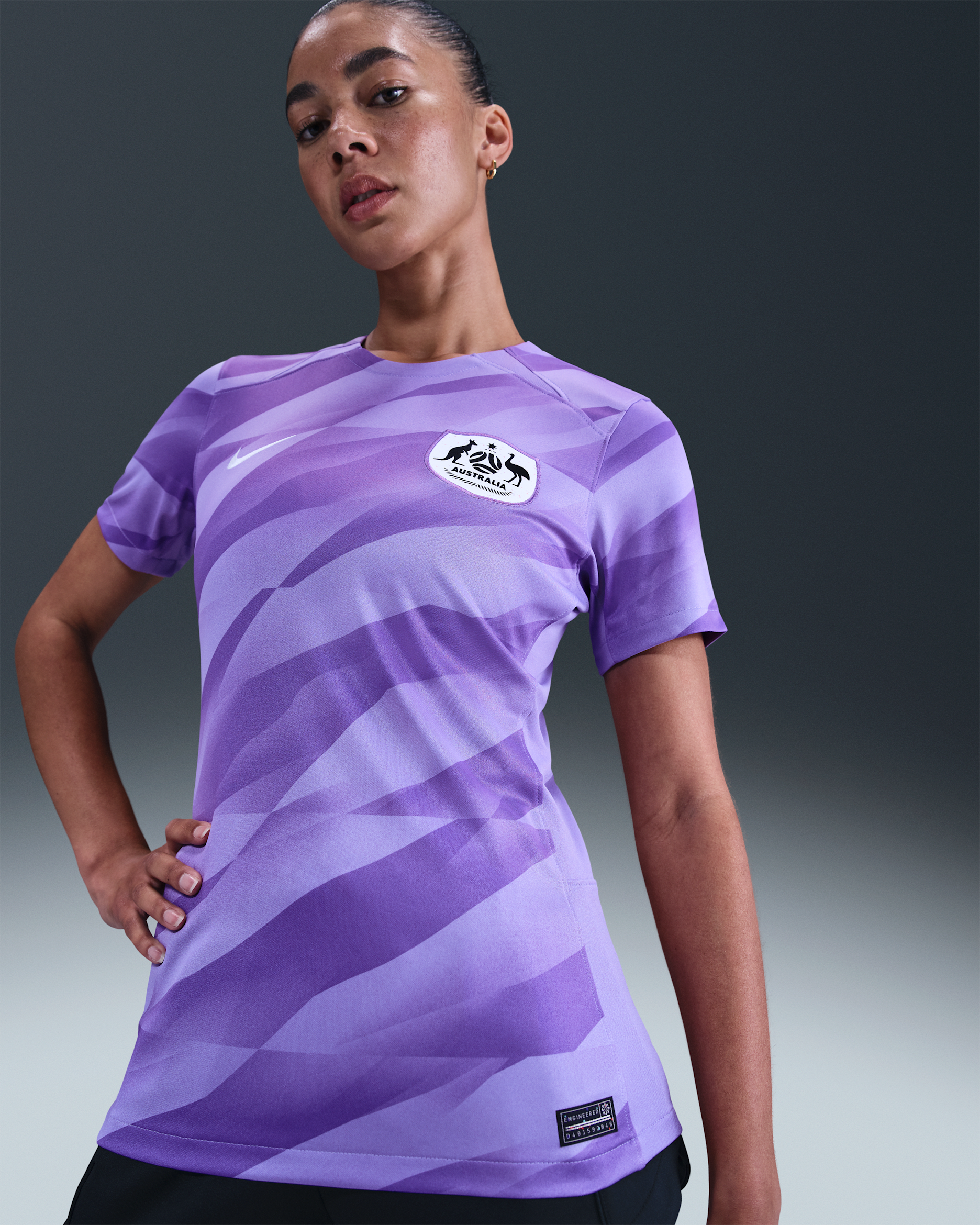 Dámská replika brankářského fotbalového dresu s krátkým rukávem Nike Dri-FIT Austrálie Stadium 2024 - Space Purple/Action Grape/Bílá