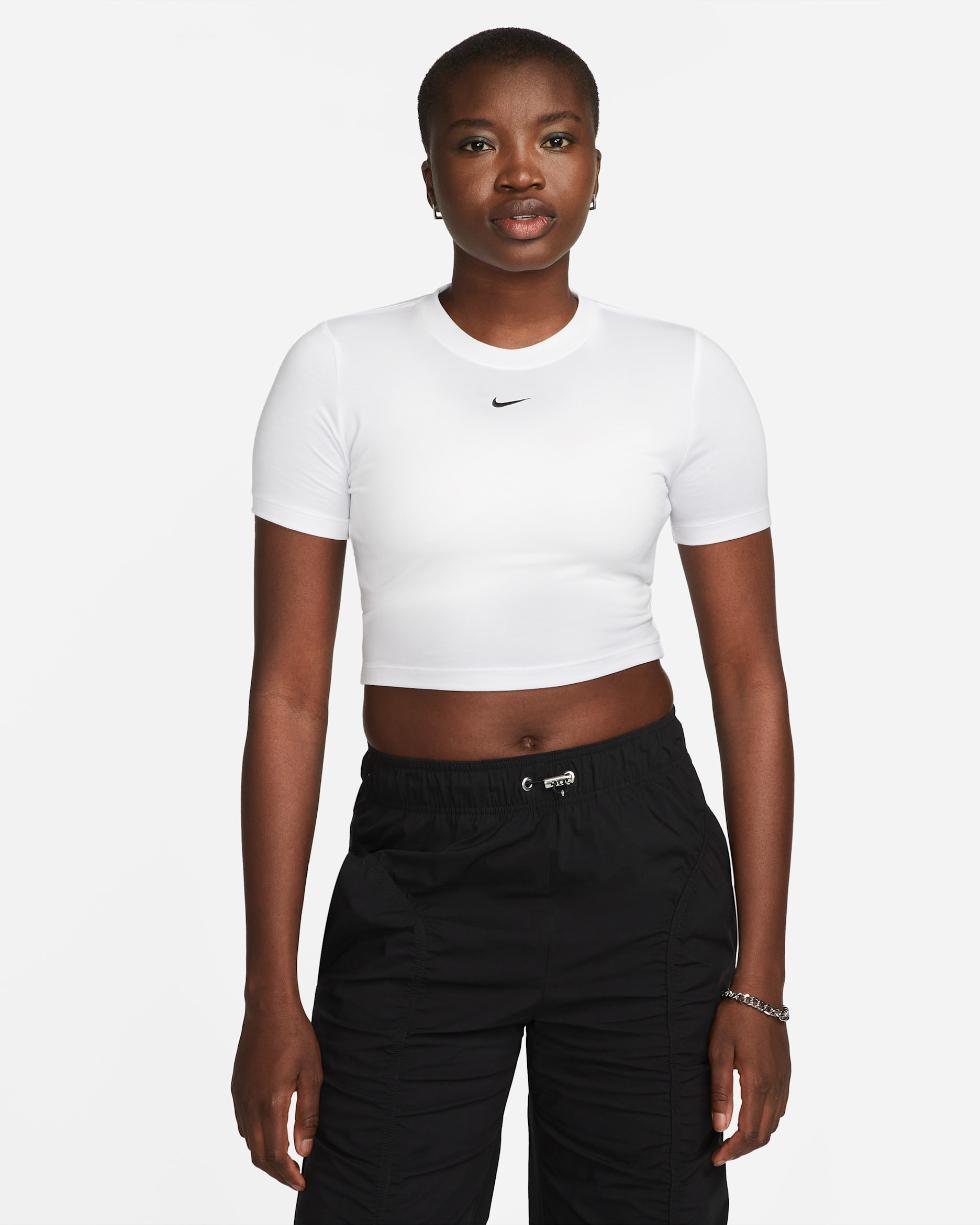 Nike Sportswear Essential Women's Slim Cropped T-Shirt - White/Black