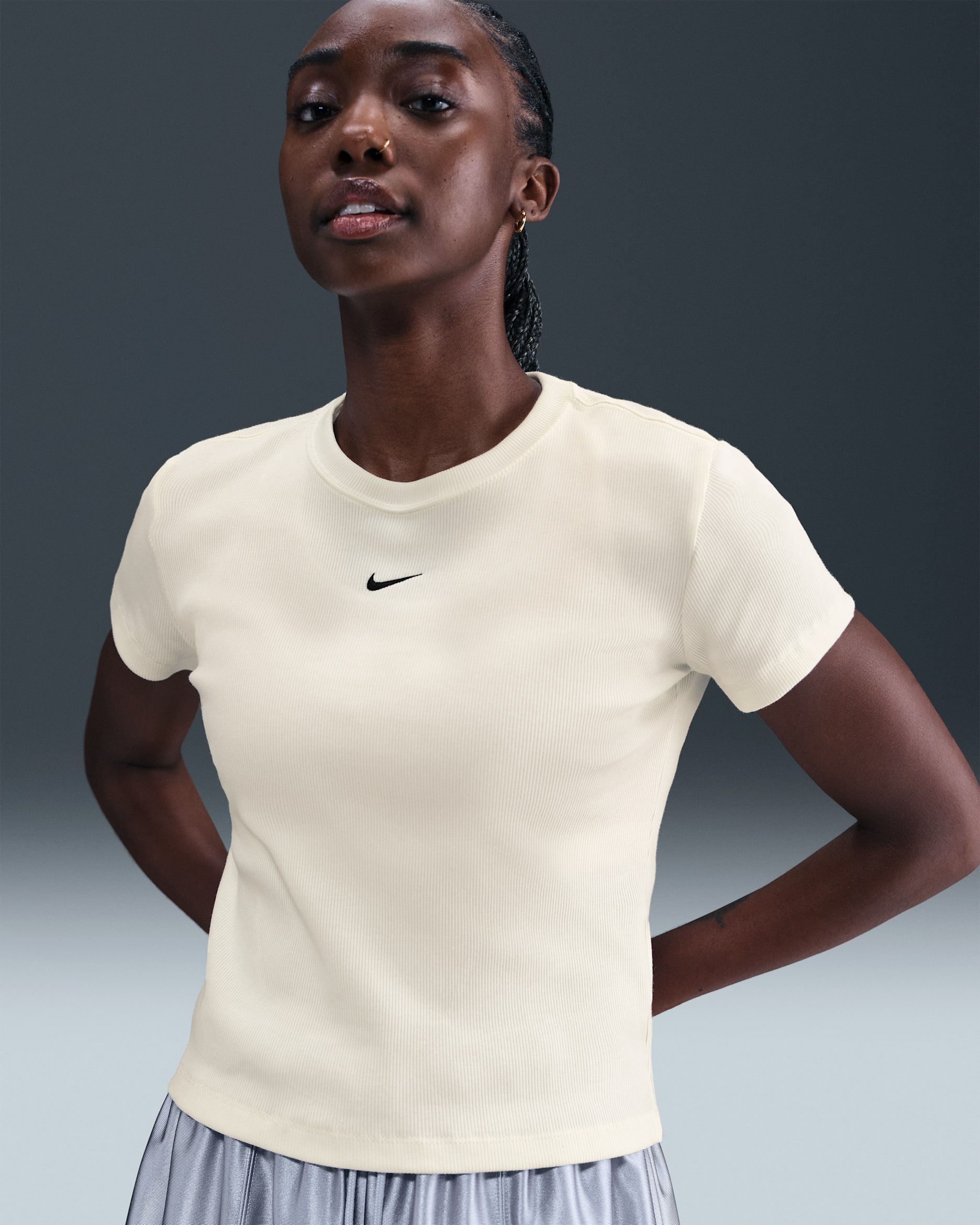 Nike Sportswear Women's Tight Ribbed Short-Sleeve T-Shirt - Sail
