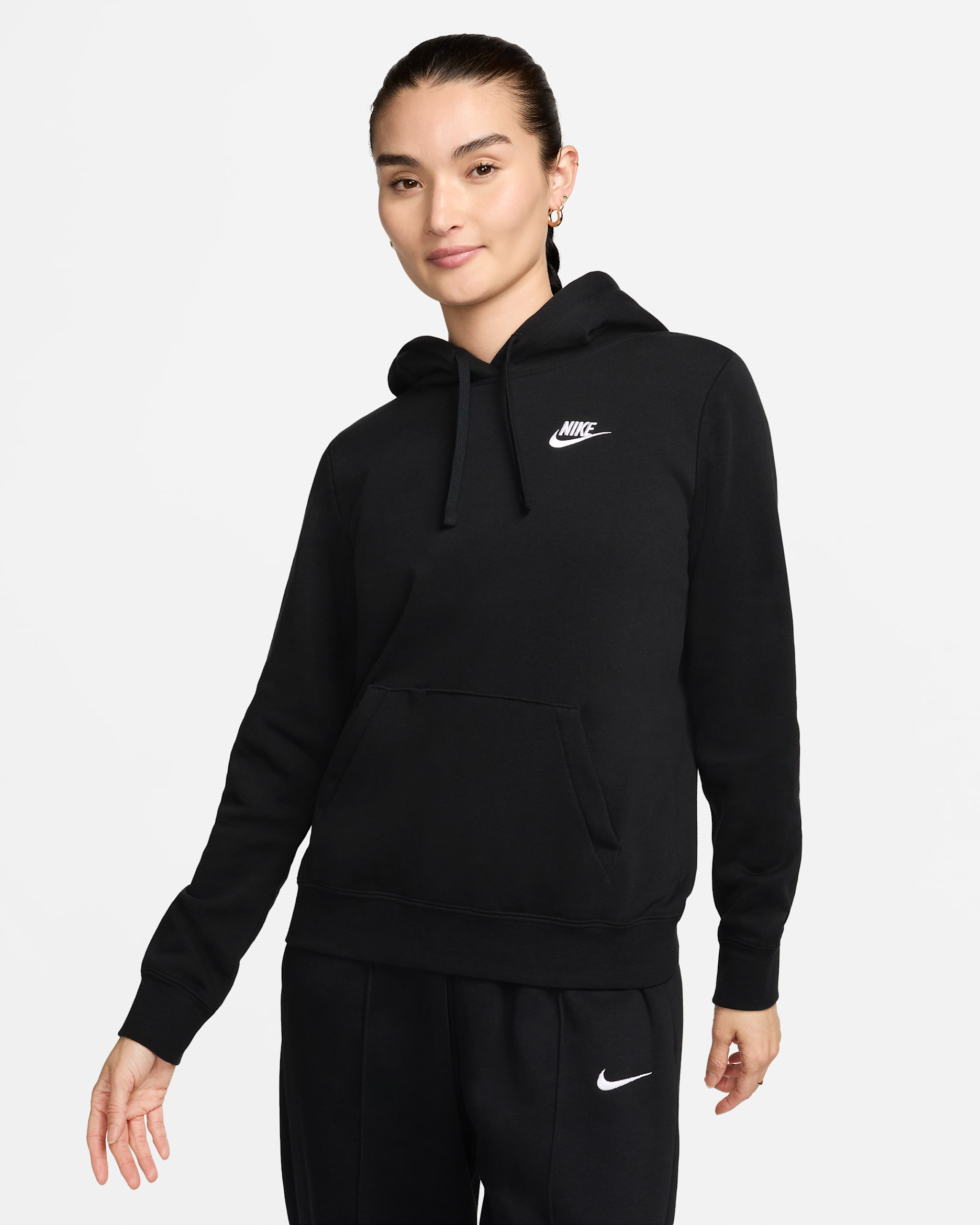 Nike Sportswear Club Fleece Women's Pullover Hoodie - Black/White