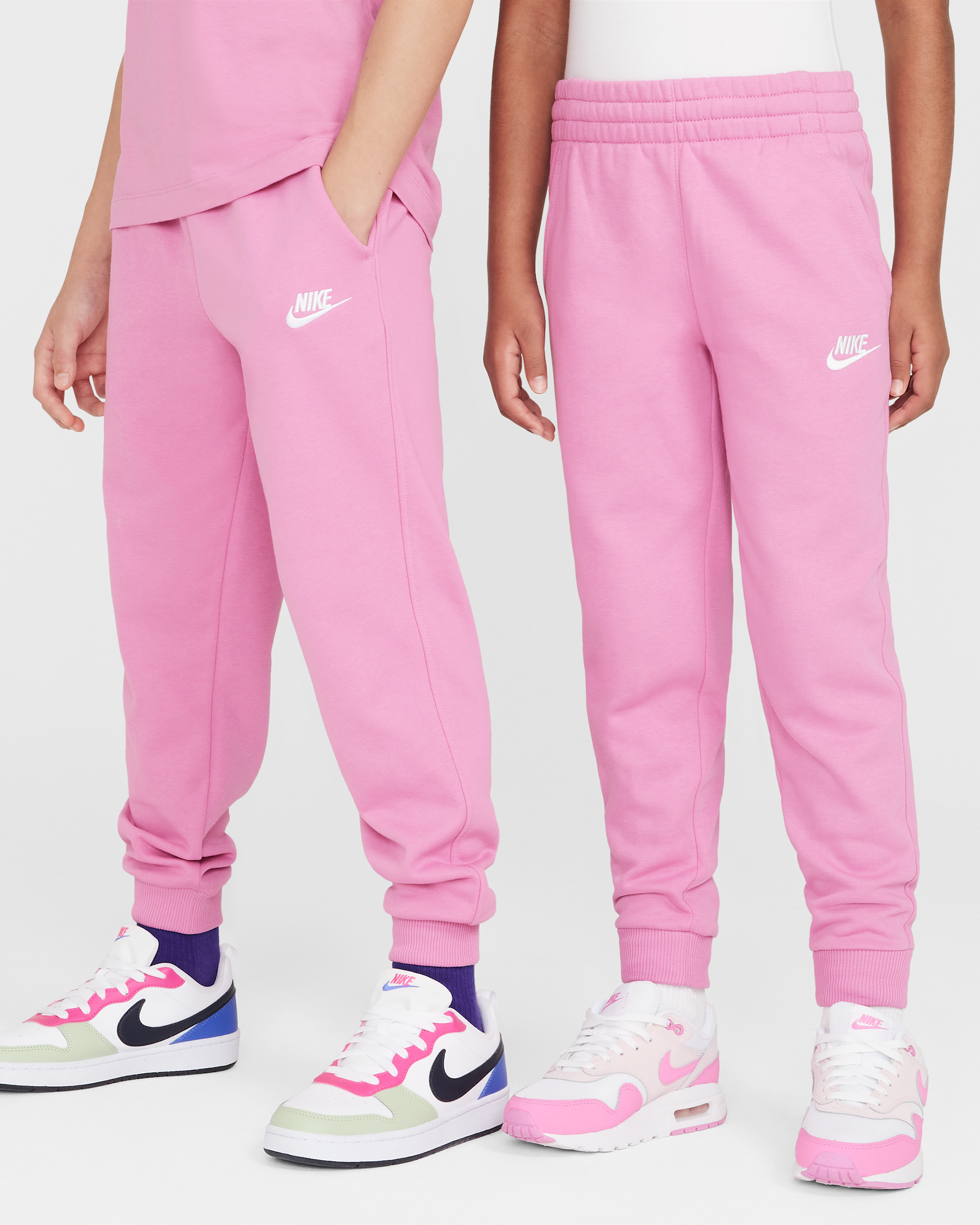 Joggers Nike Sportswear Club Fleece para niños talla grande - Flamenco mágico/Blanco