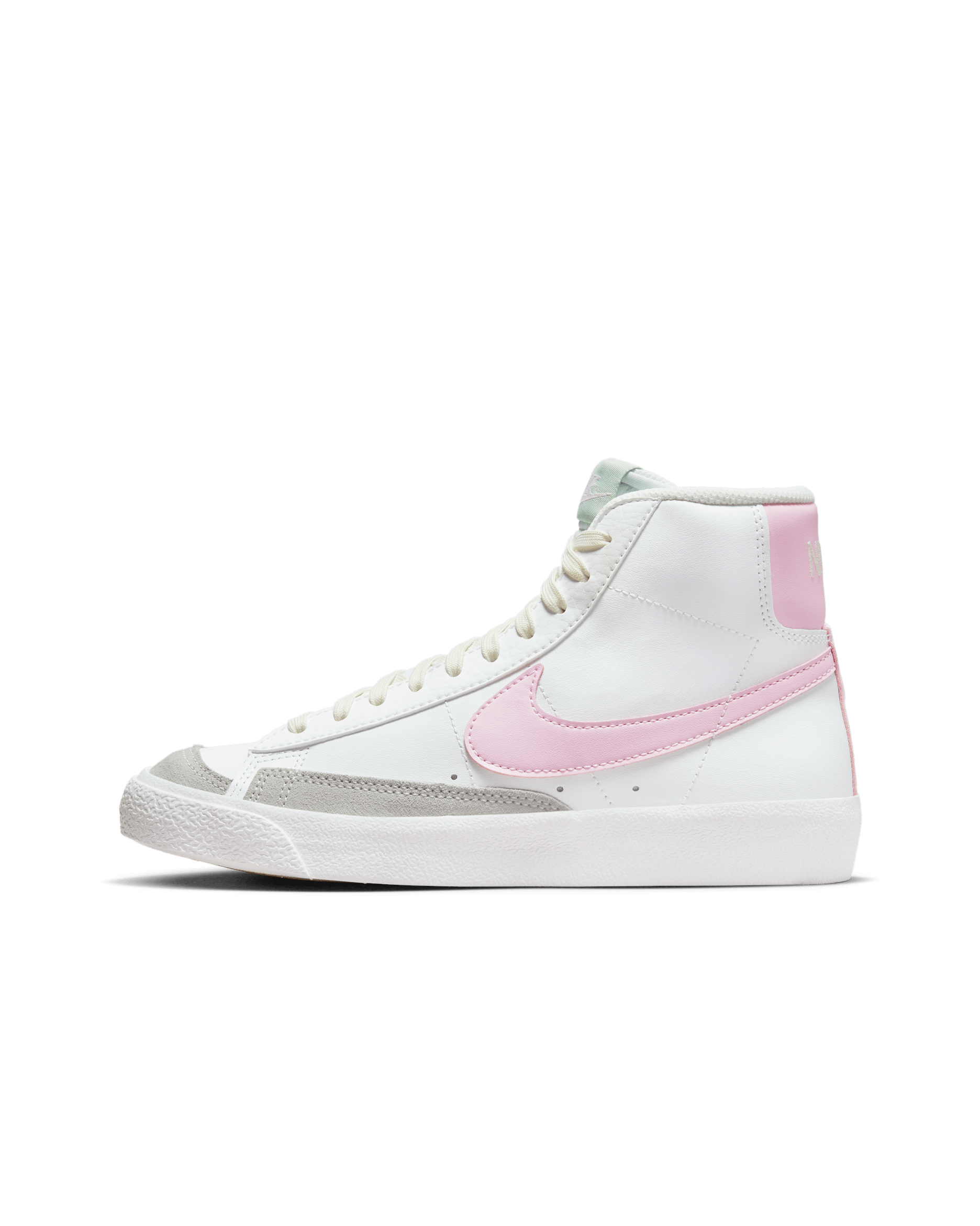 Nike Blazer Mid '77 Big Kids' Shoes - Summit White/Coconut Milk/Honeydew/Pink Foam