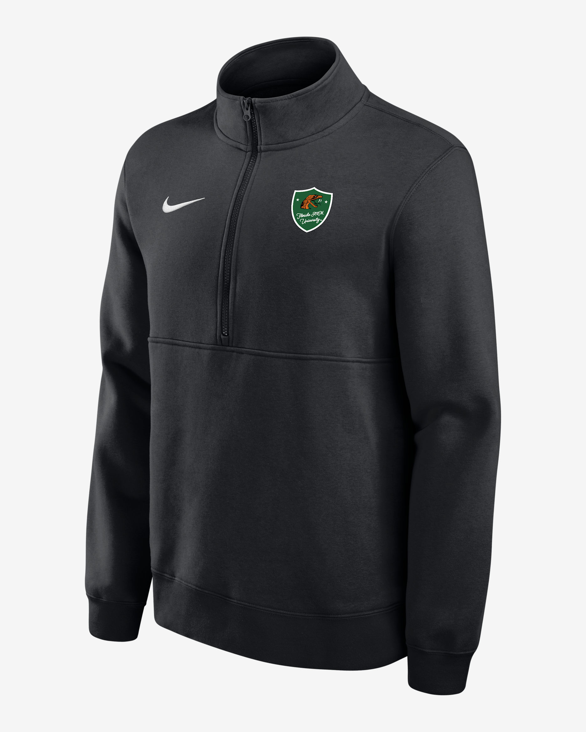 Playera de cierre de 1/4 para hombre Nike College Club Fleece (Florida A&M University) - Negro