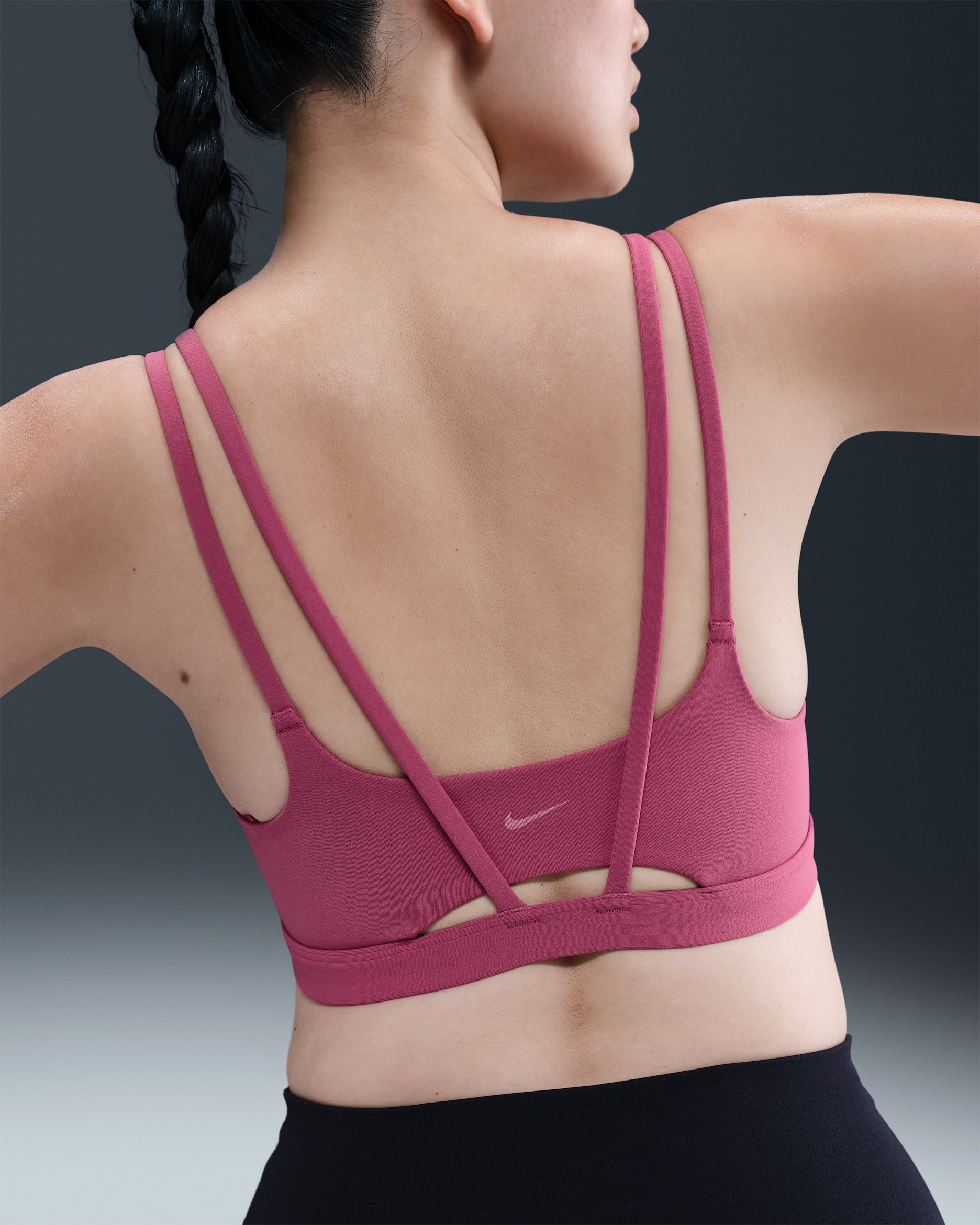 Nike Zenvy Strappy Bra deportivo de baja sujeción con almohadillas para mujer - Remolacha dulce/Blanco