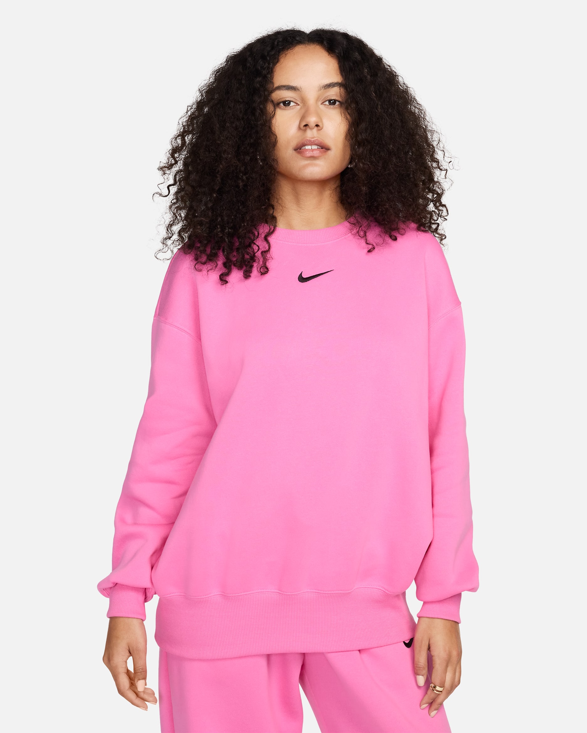 Nike Sportswear Phoenix Fleece Women's Oversized Crew-Neck Sweatshirt - Playful Pink/Black
