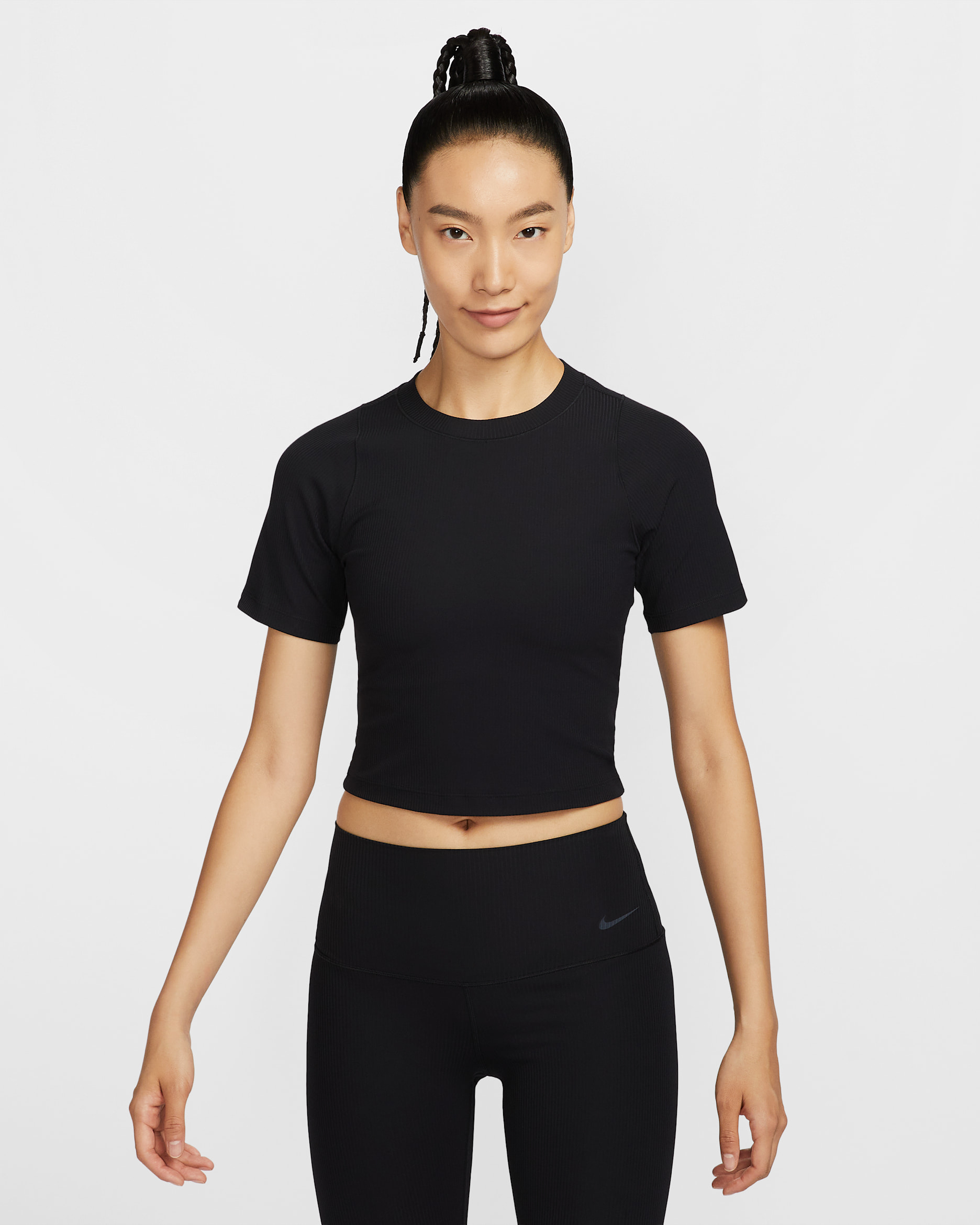 Nike Zenvy Rib Women's Dri-FIT Short-Sleeve Top - Black