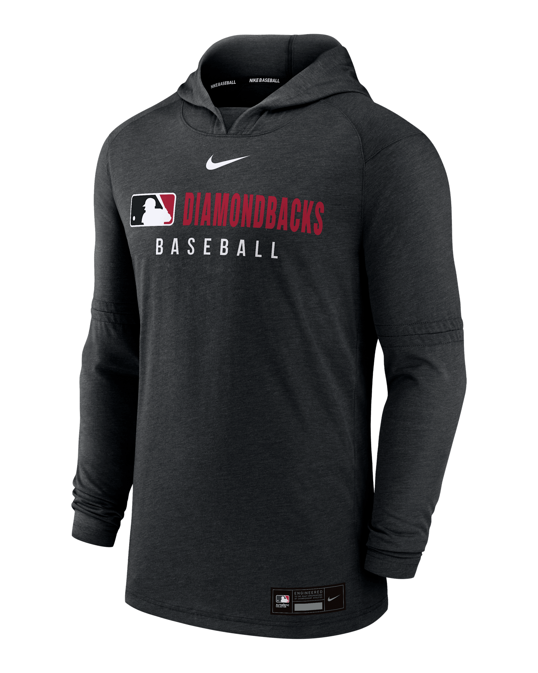 Arizona Diamondbacks Authentic Collection Men's Nike Dri-FIT MLB Pullover Hoodie - Black Heather