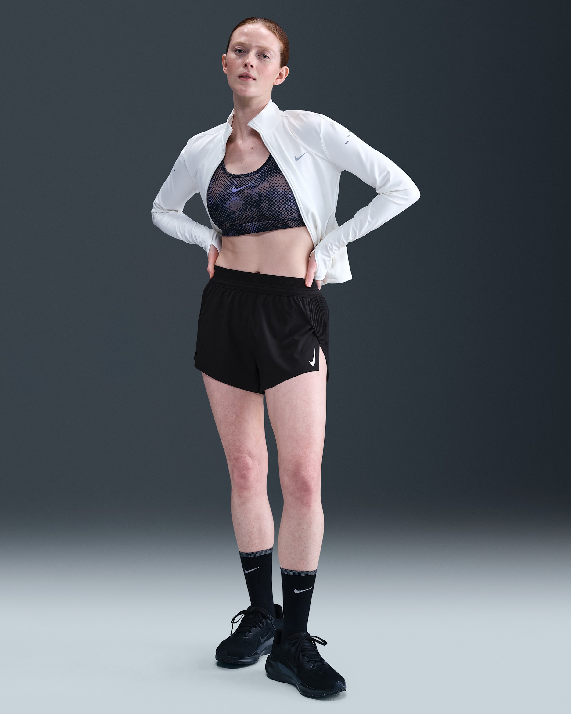 Nike AeroSwift Women's Dri-FIT ADV Mid-Rise 7.5cm (approx.) Brief-Lined Running Shorts - Black/White