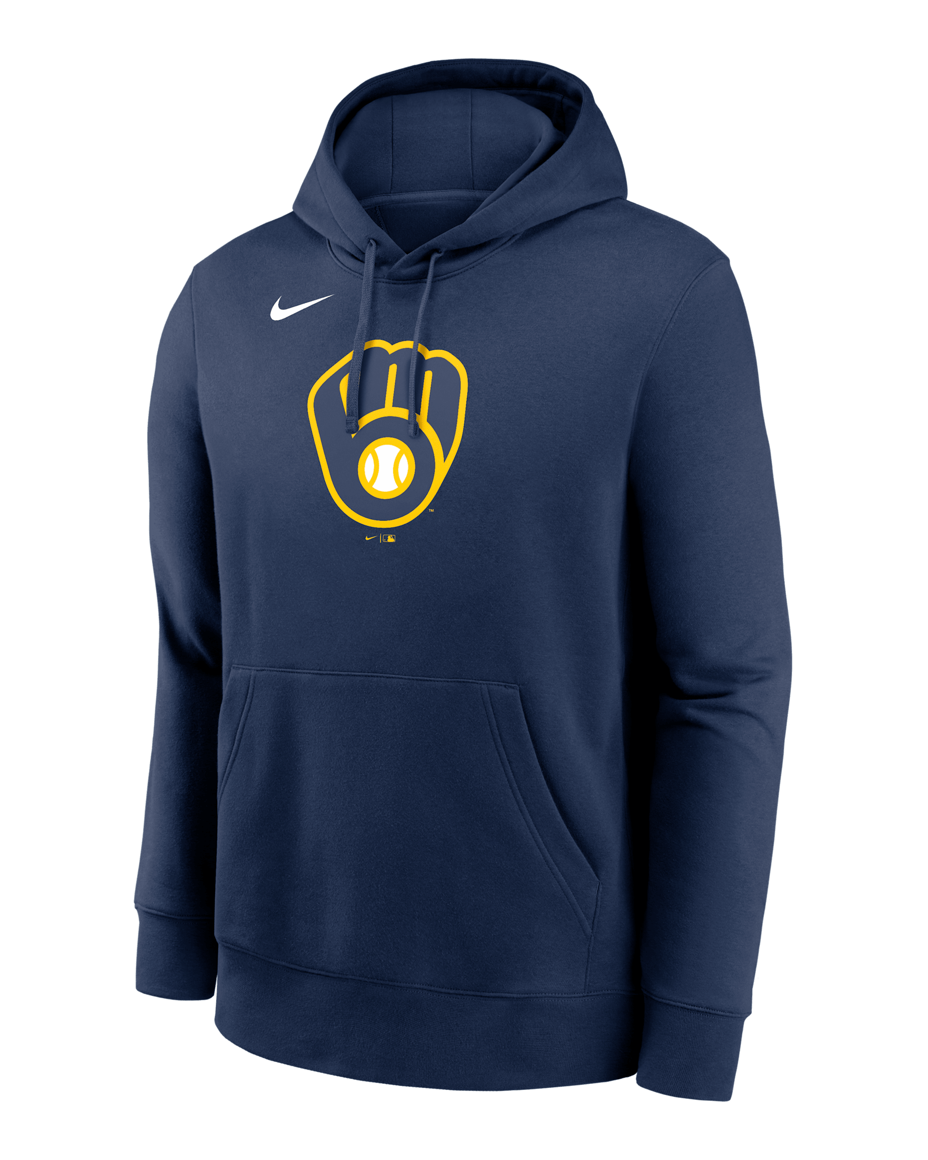 Milwaukee Brewers Logo Club Men's Nike MLB Pullover Hoodie - Midnight Navy