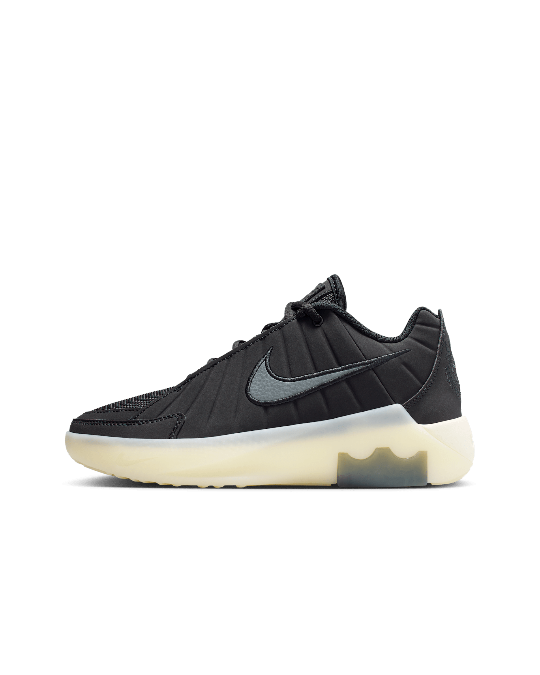Tenis de básquetbol para niños grandes LeBron Witness 9 - Negro/Leche de coco/Gris hierro