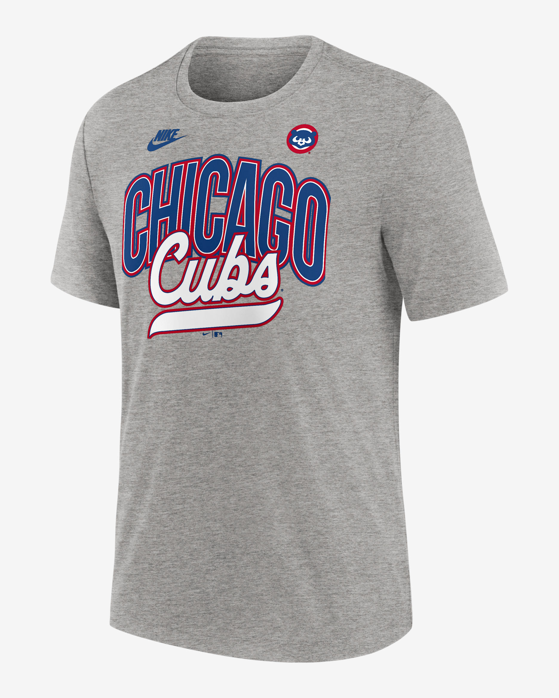 Playera Nike de la MLB para hombre Chicago Cubs Cooperstown Retro - Gris jaspeado