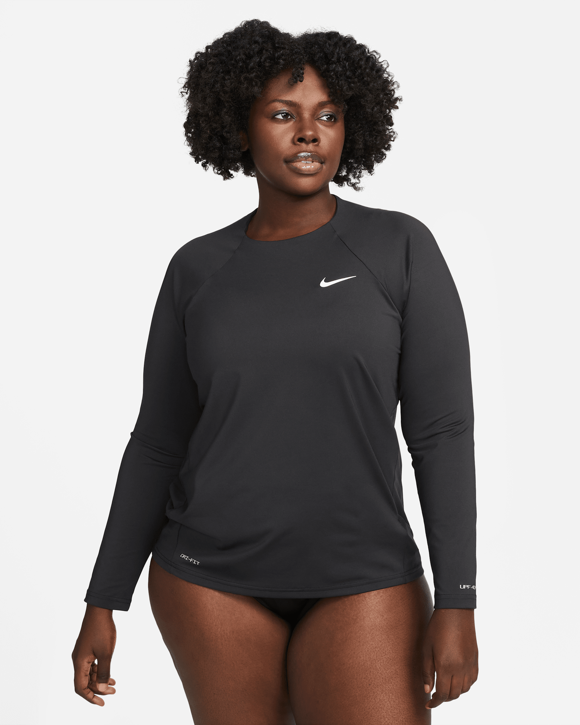 Nike Essential Dri-FIT Women's Long-Sleeve Hydroguard Swim Top (Plus Size) - Black