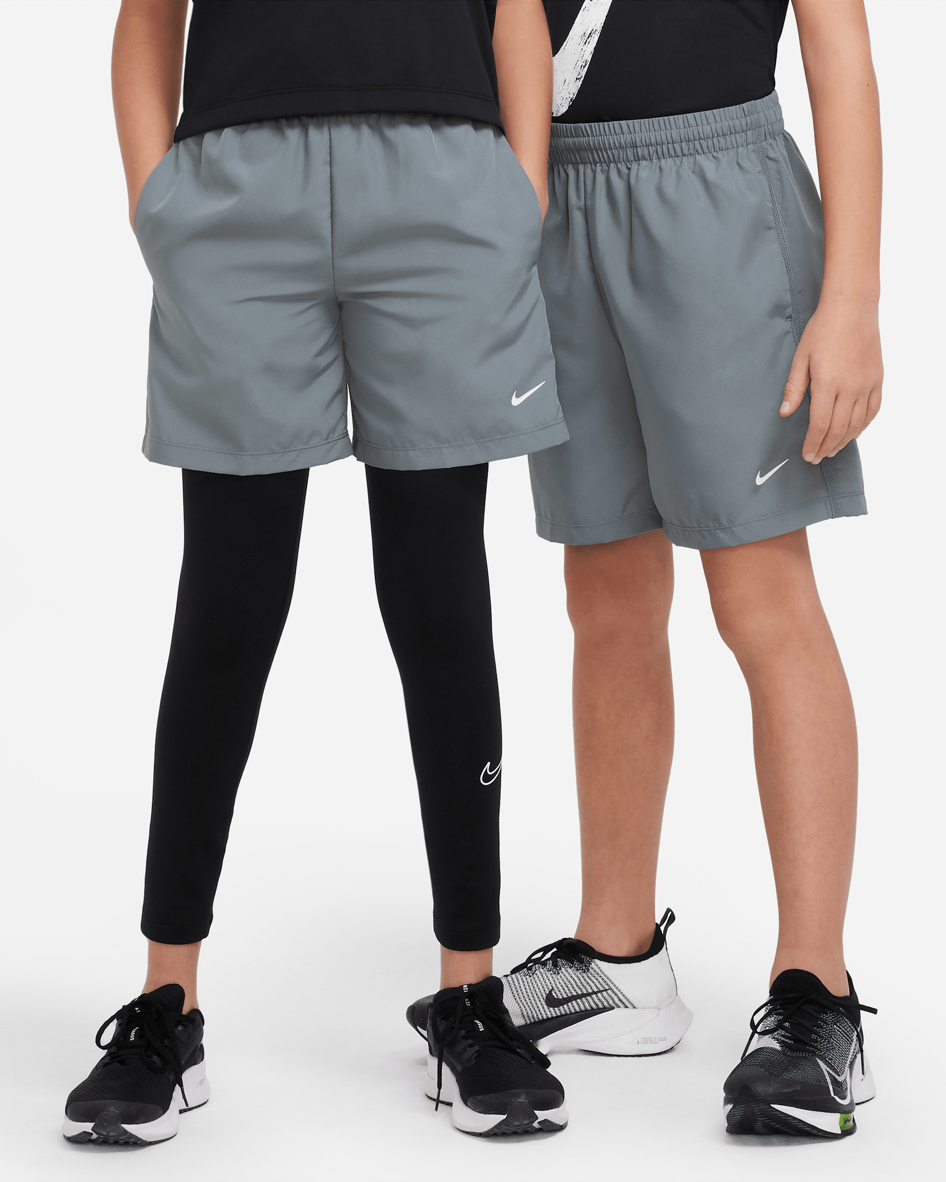 Nike Multi Big Kids' Dri-FIT Training Shorts - Smoke Grey/White