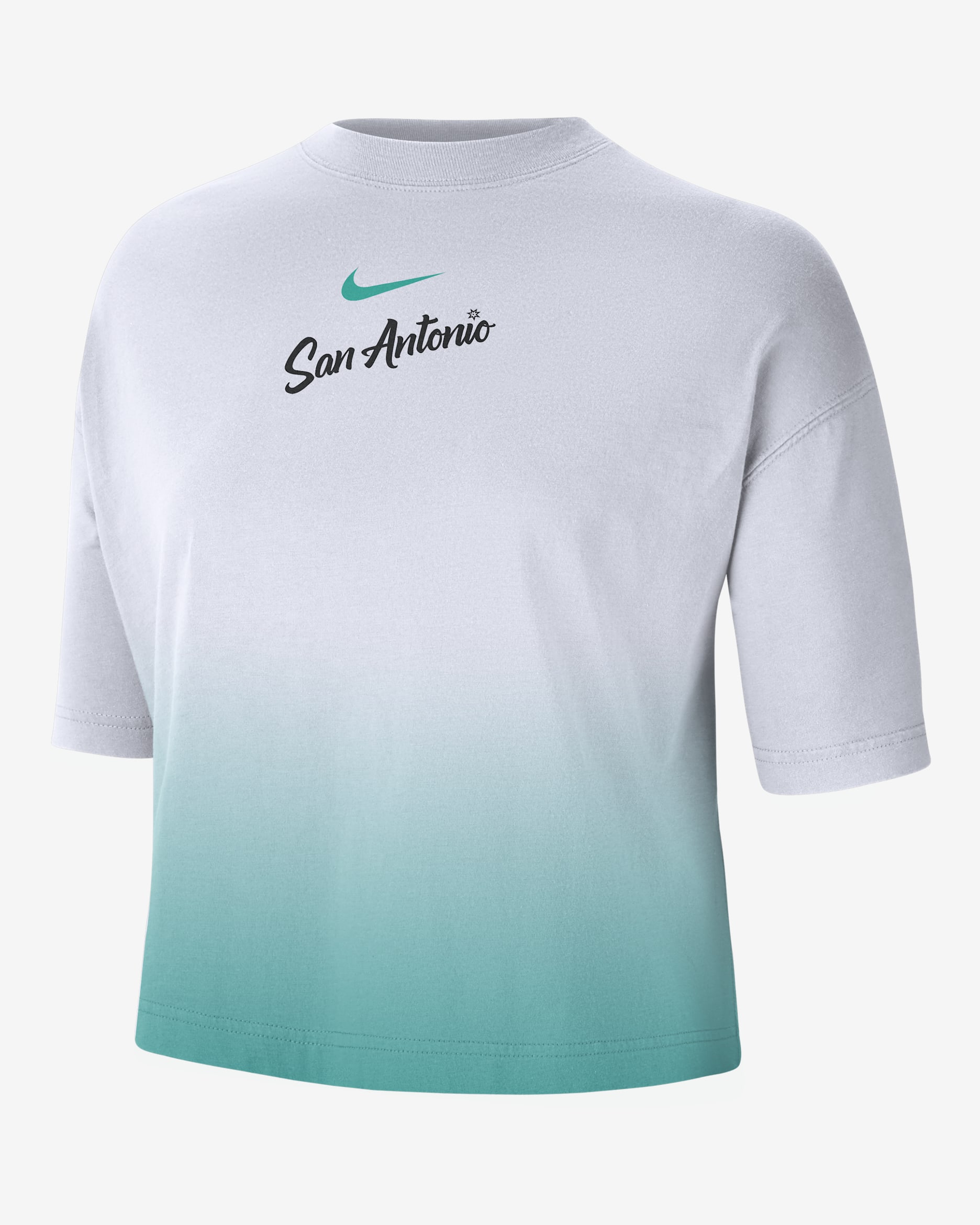 Playera de corte cuadrado Nike de la NBA para mujer San Antonio Spurs Courtside City Edition Premium - Blanco