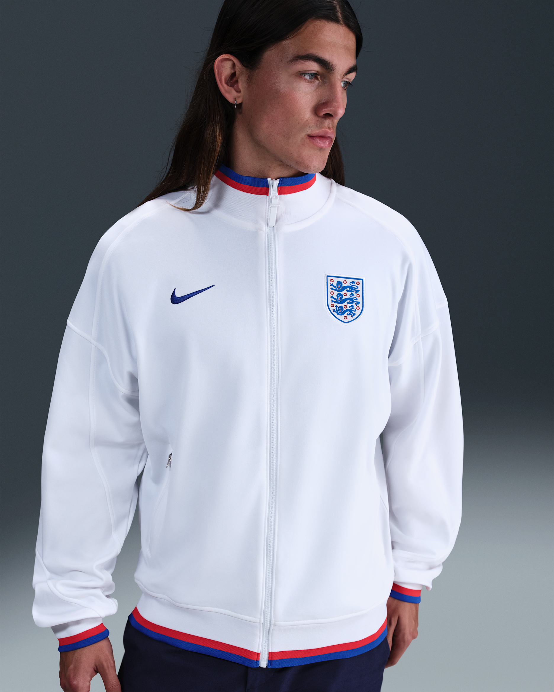 England Academy Pro Home Men's Nike Dri-FIT Football Anthem Jacket - White/Hyper Royal