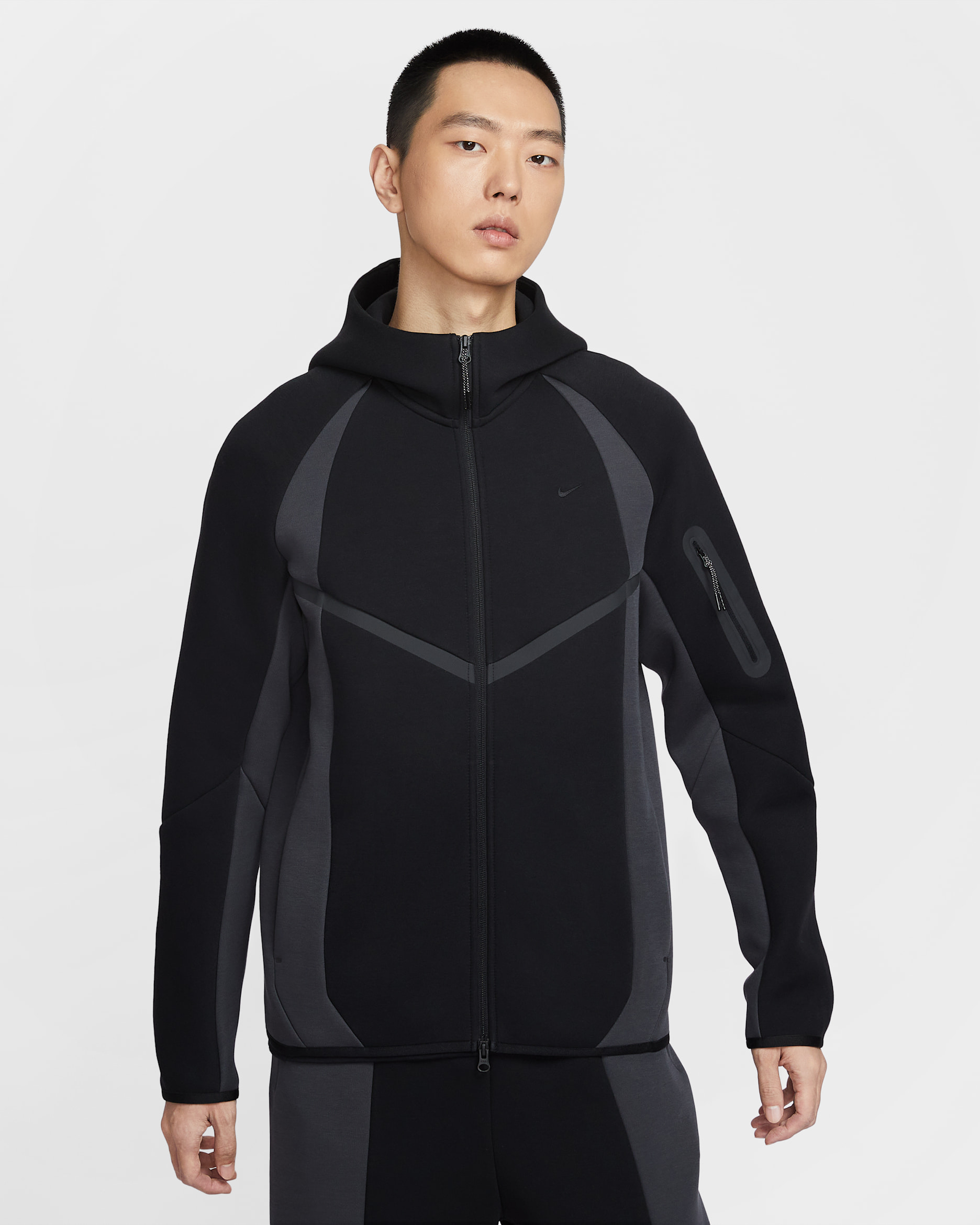 나이키 테크 남성 풀집 플리스 윈드러너 재킷 - 블랙/앤트러사이트/블랙