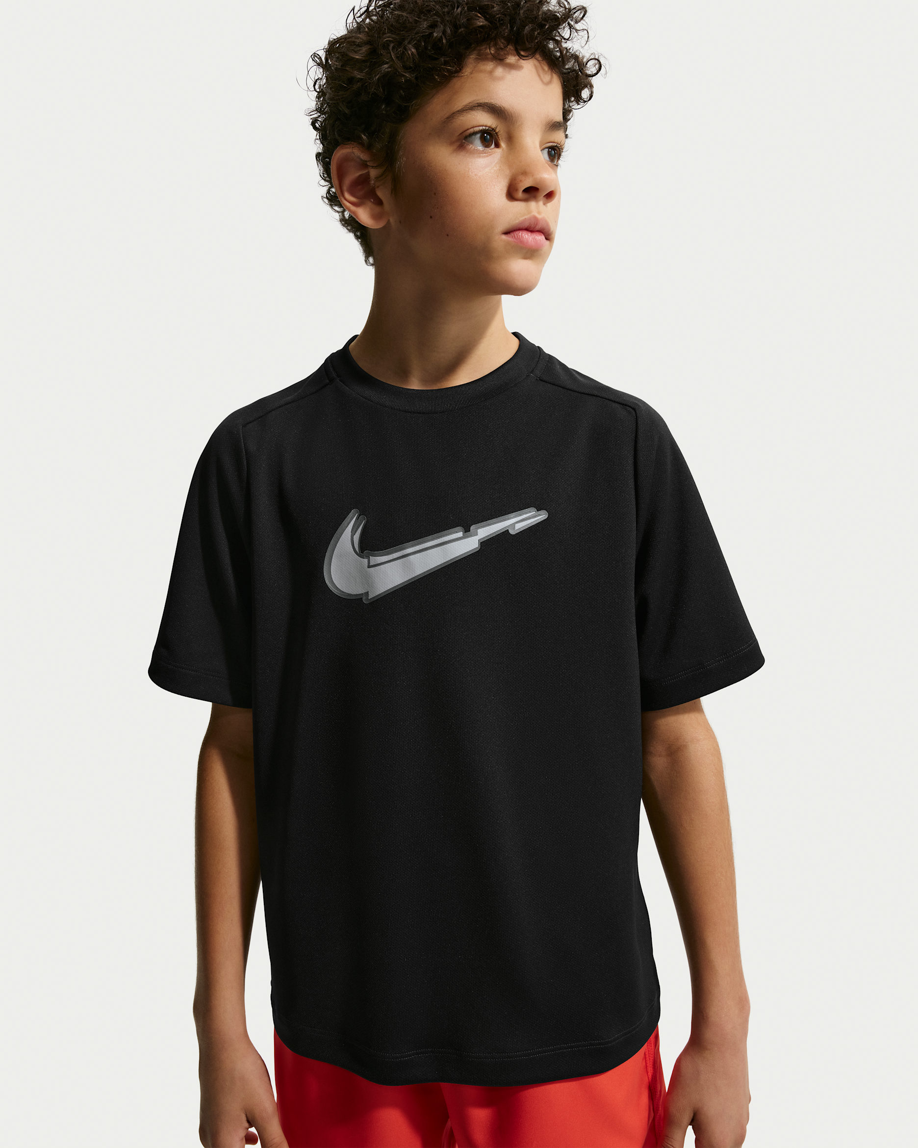 Playera de entrenamiento de manga corta Dri-FIT para niño talla grande Nike Multi - Negro/Blanco