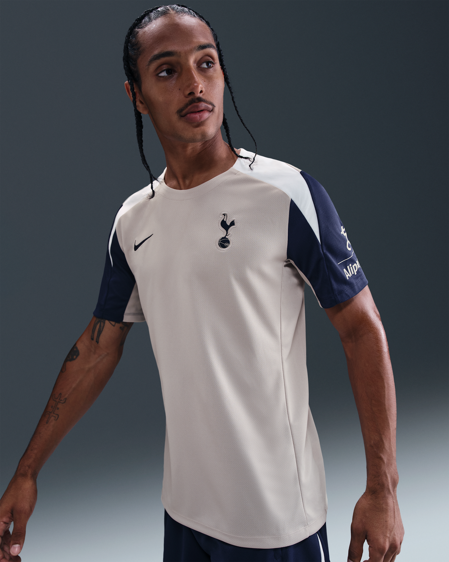 Tottenham Hotspur Strike Men's Nike Dri-FIT Football Short-Sleeve Top - Light Iron Ore/White/Binary Blue