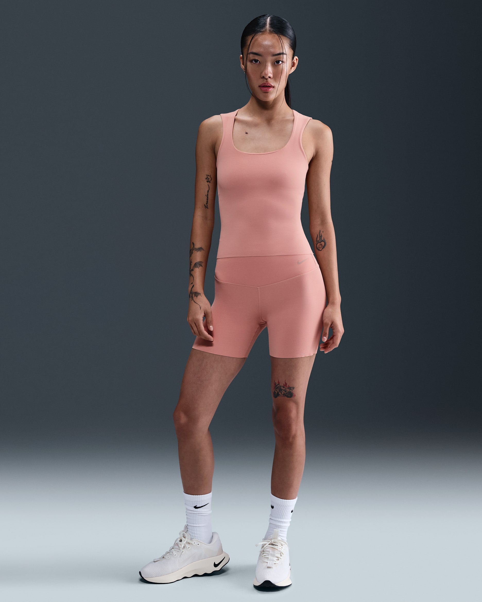 Nike Zenvy Women's High-Waisted 12.5cm (approx.) Biker Shorts - Rust Pink/Black