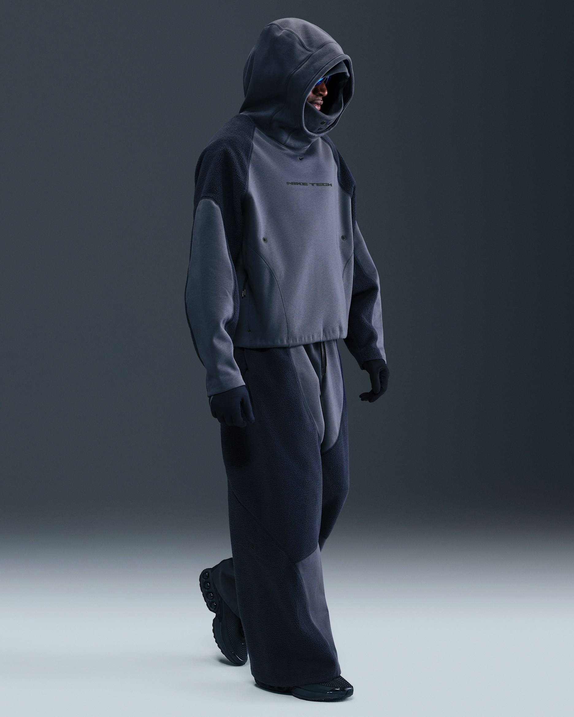 Nike Tech Boreas Herren-Strickhose mit offenem Saum - Thunder Blue/Obsidian/Schwarz