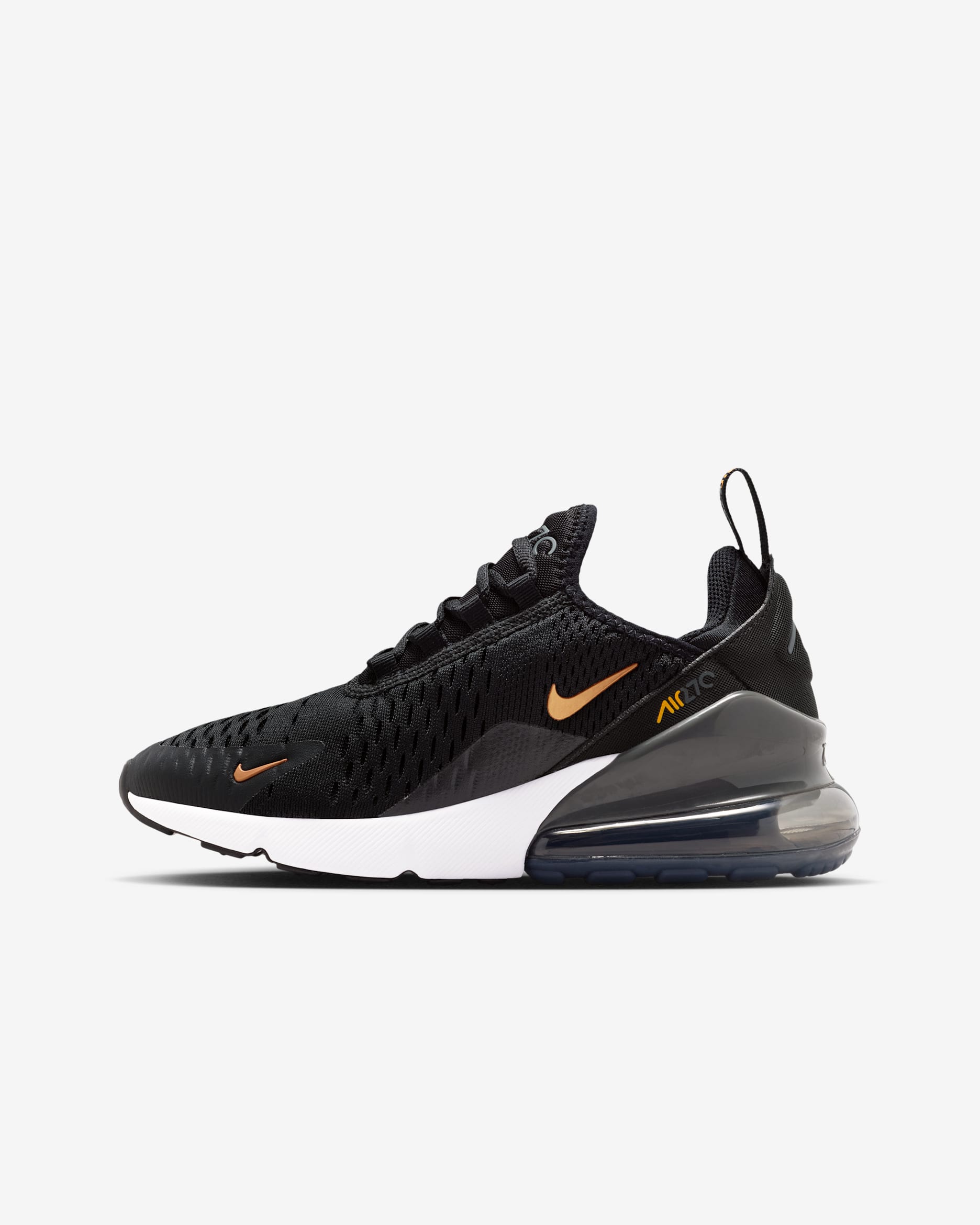 Nike Air Max 270 sko til store barn - Svart/Laser Orange/Iron Grey/Metallic Copper