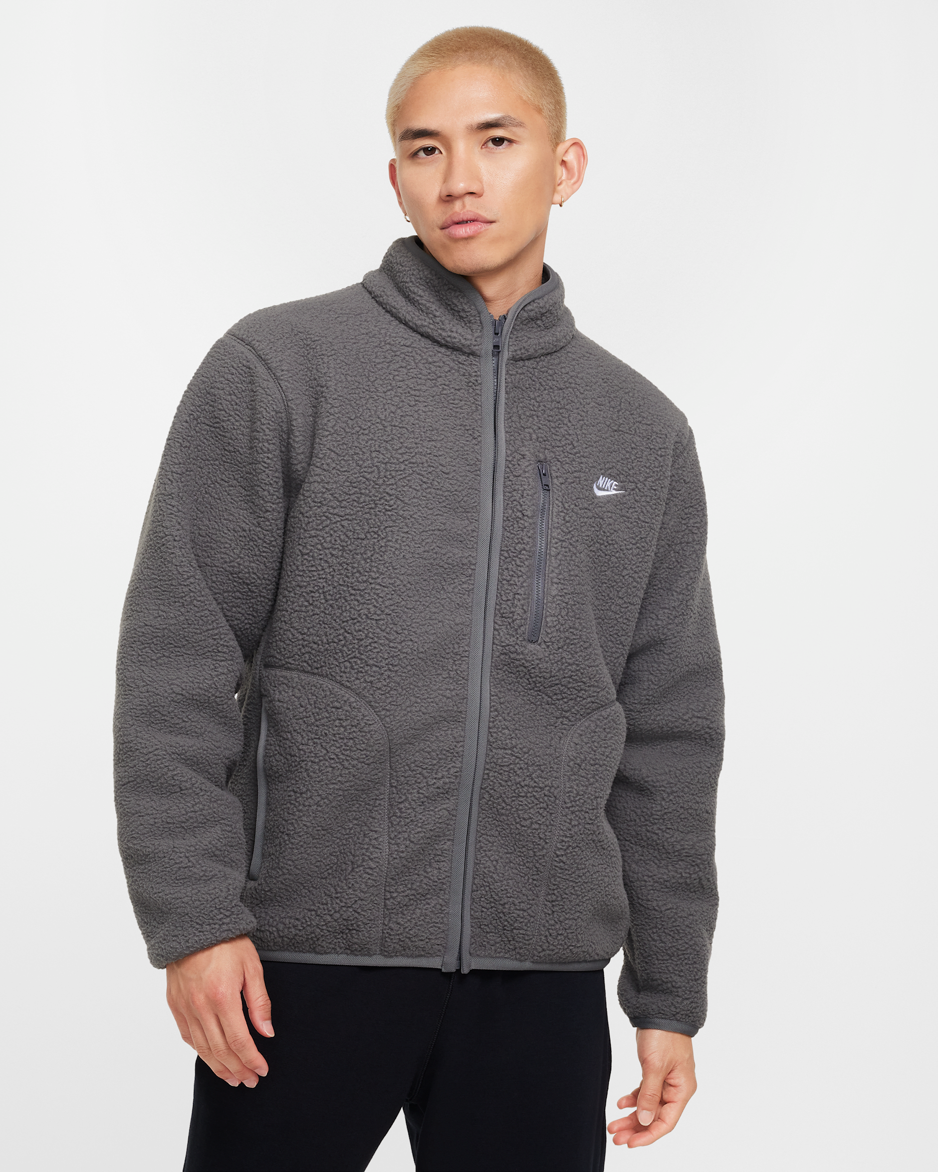 ナイキ スポーツウェア クラブ メンズ フリース ジャケット - アイアングレー/ホワイト