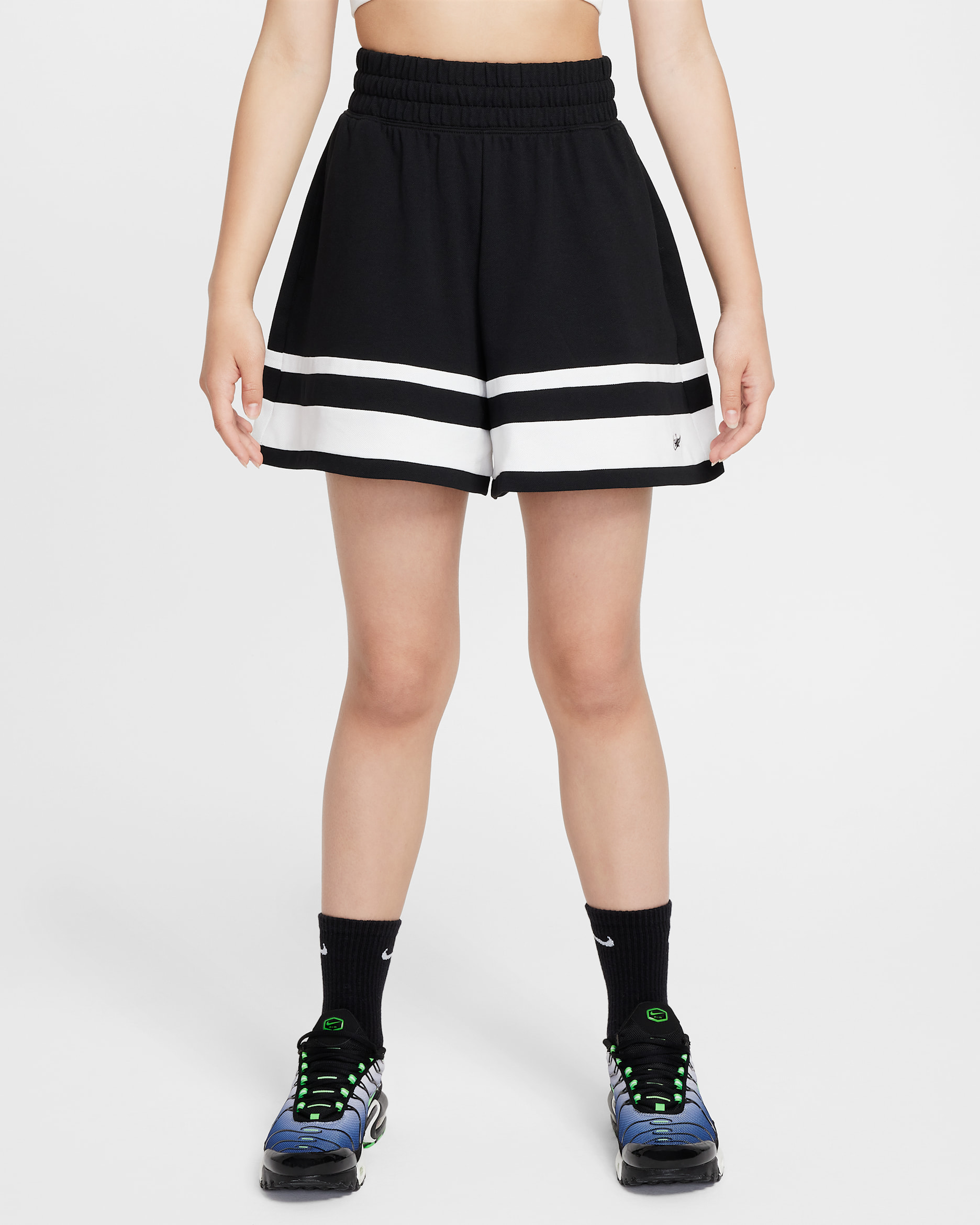 Nike Sportswear Girls' Shorts - Black/White/White