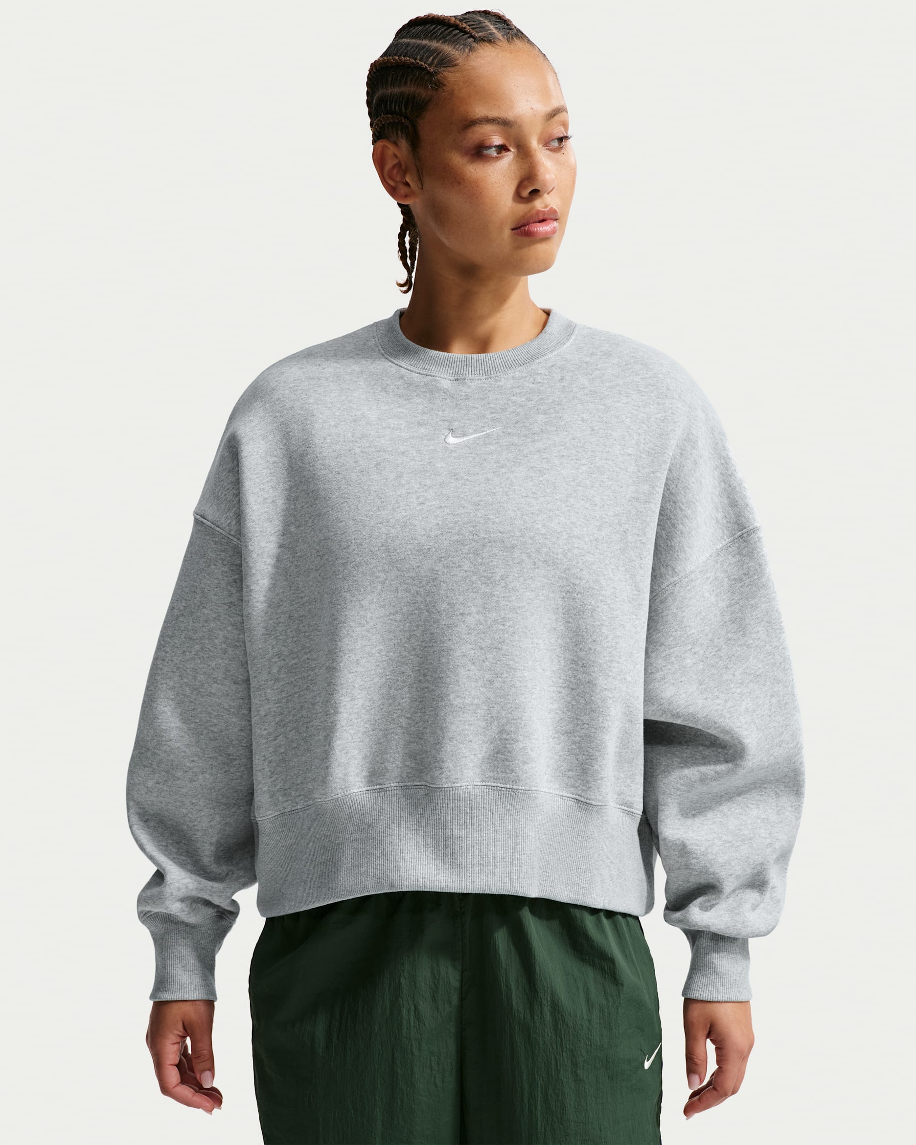 Sudadera sin cierre de cuello redondo extra oversized para mujer Nike Sportswear Phoenix Fleece - Platino puro/Jaspeado/Vela