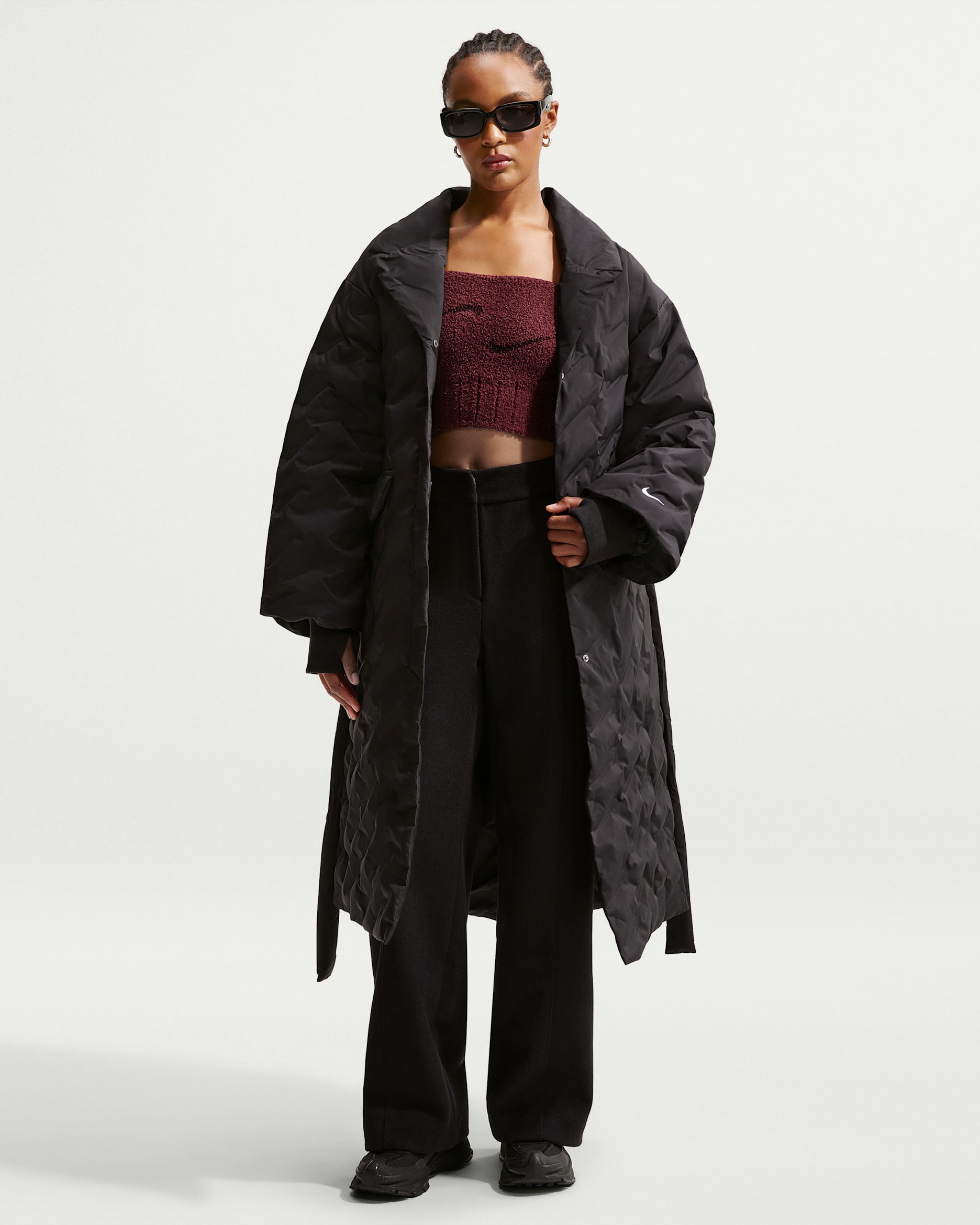Nike Sportswear Swoosh Series Women's Therma-FIT Oversized Down Trench Coat - Black/Sail