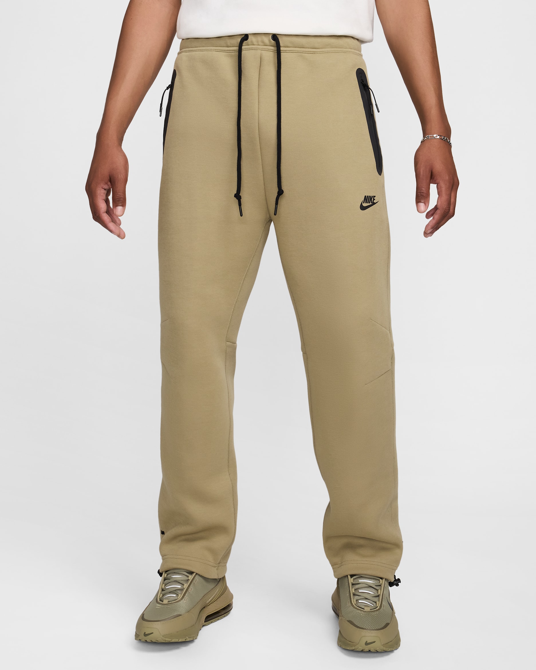 Nike Tech Men's Fleece Open-Hem Pants - Neutral Olive/Black