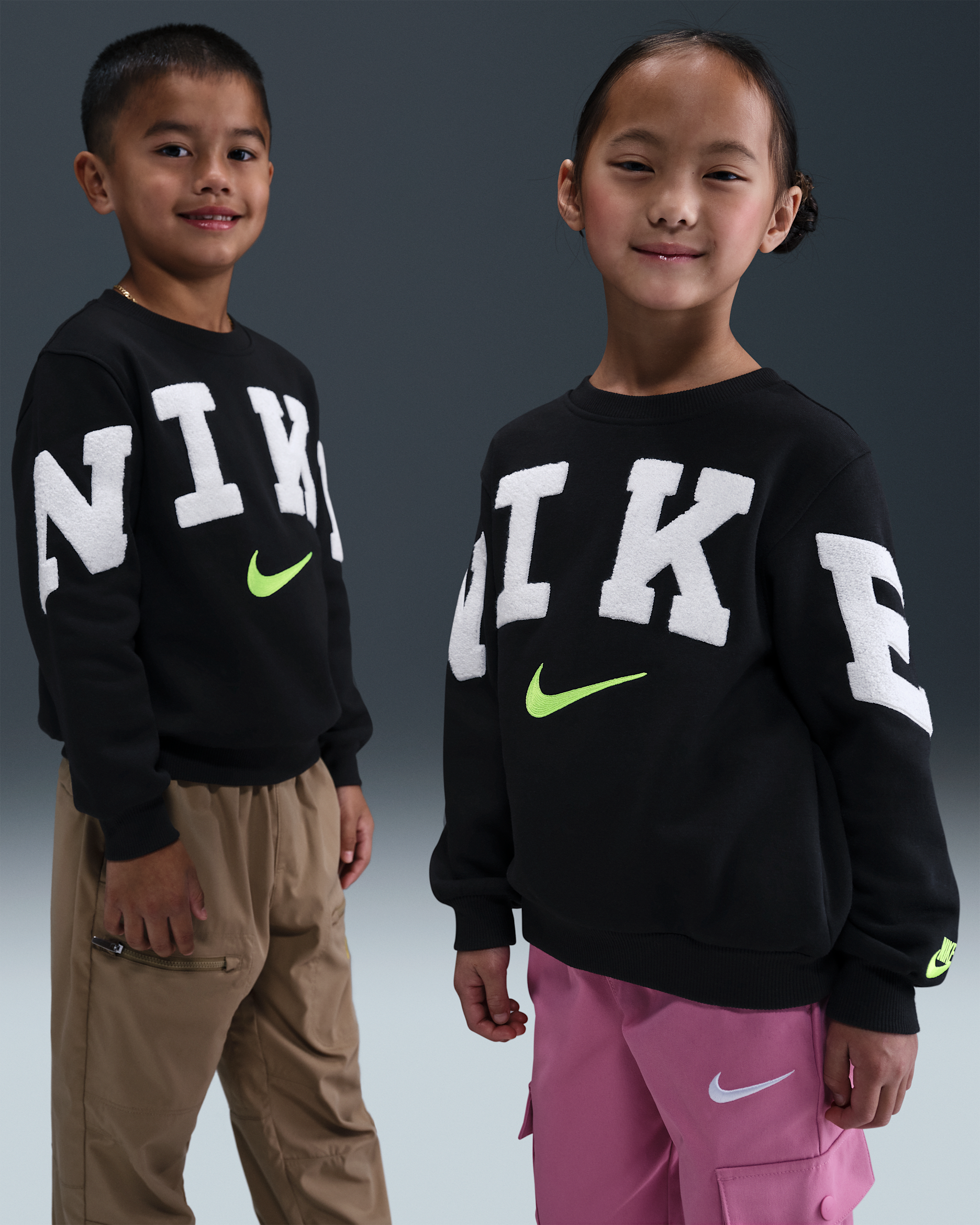 나이키 클럽 리틀키즈 셔닐 플리스 크루 - 블랙