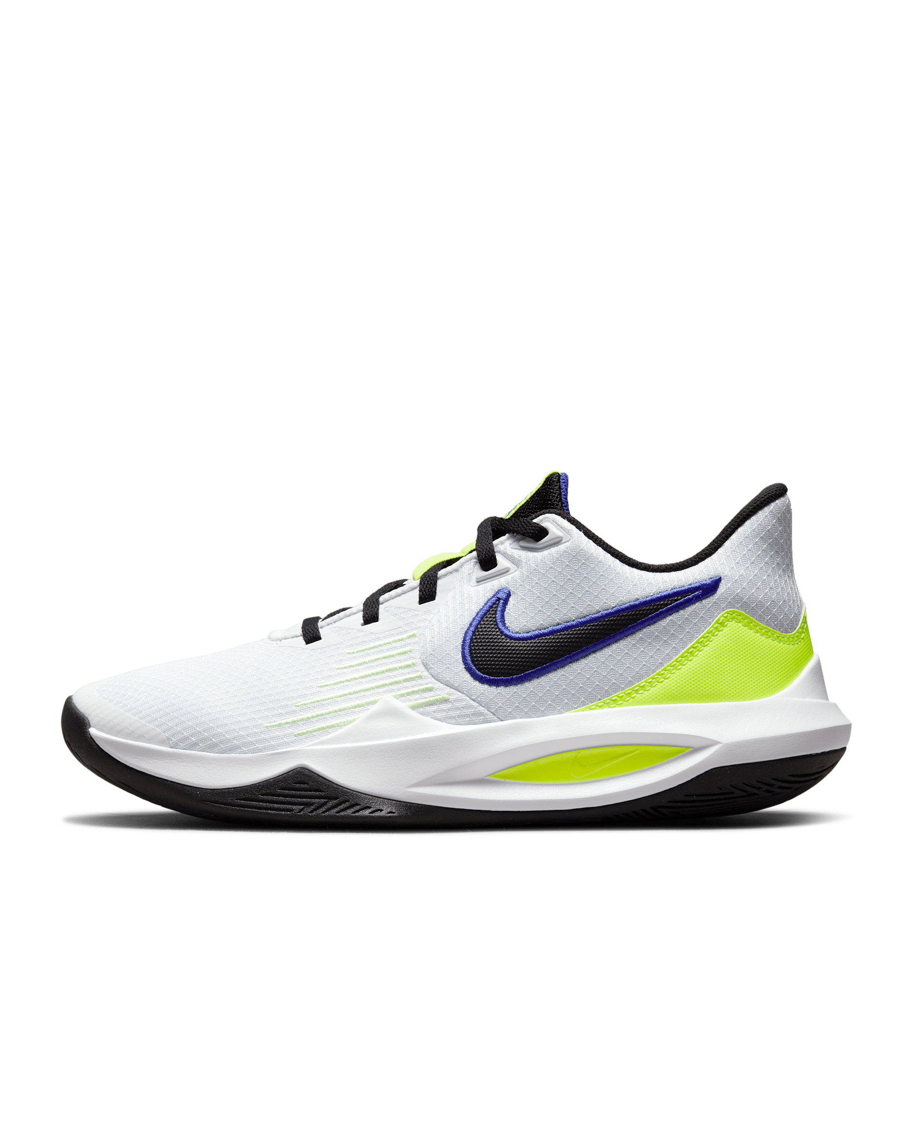 รองเท้าบาสเก็ตบอล Nike Precision 5 - ขาว/Barely Volt/Volt/ดำ
