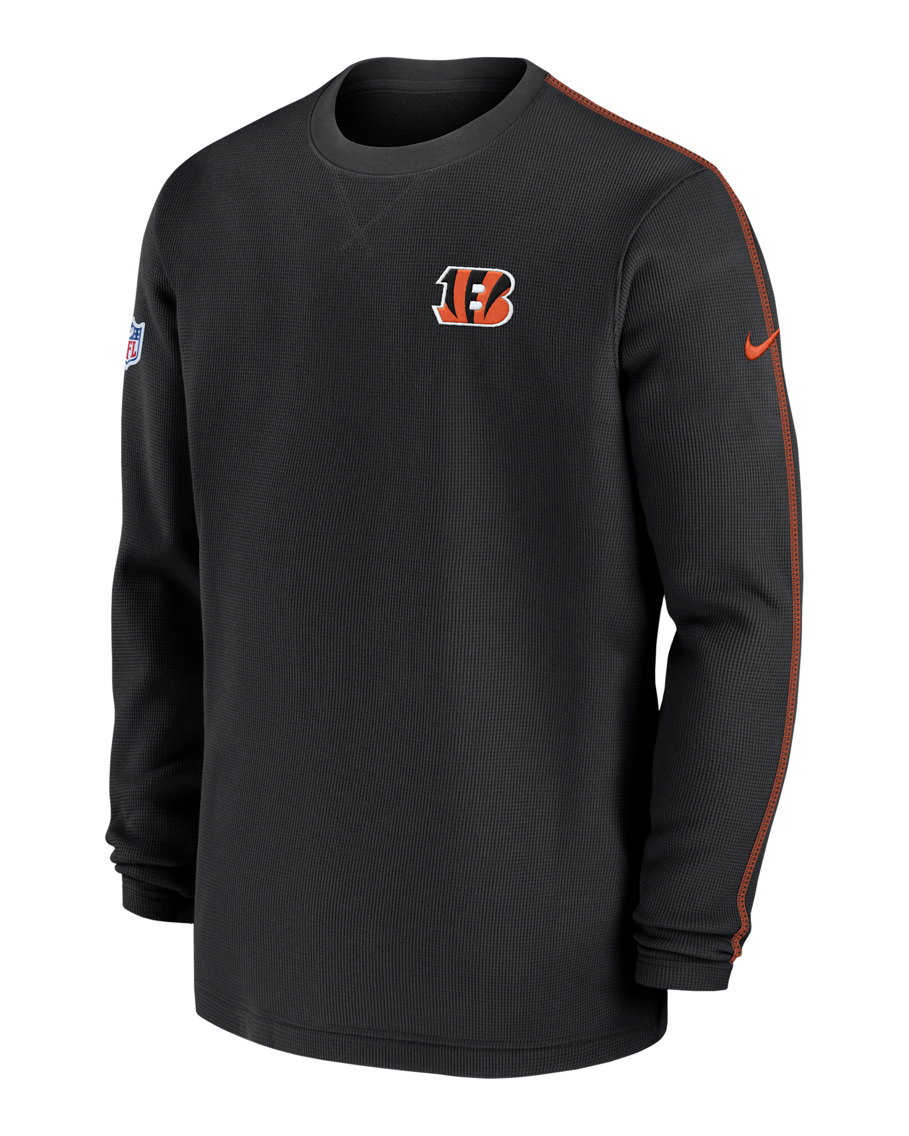 Playera de manga larga Nike de la NFL para hombre Cincinnati Bengals Sideline Coach - Negro/Naranja