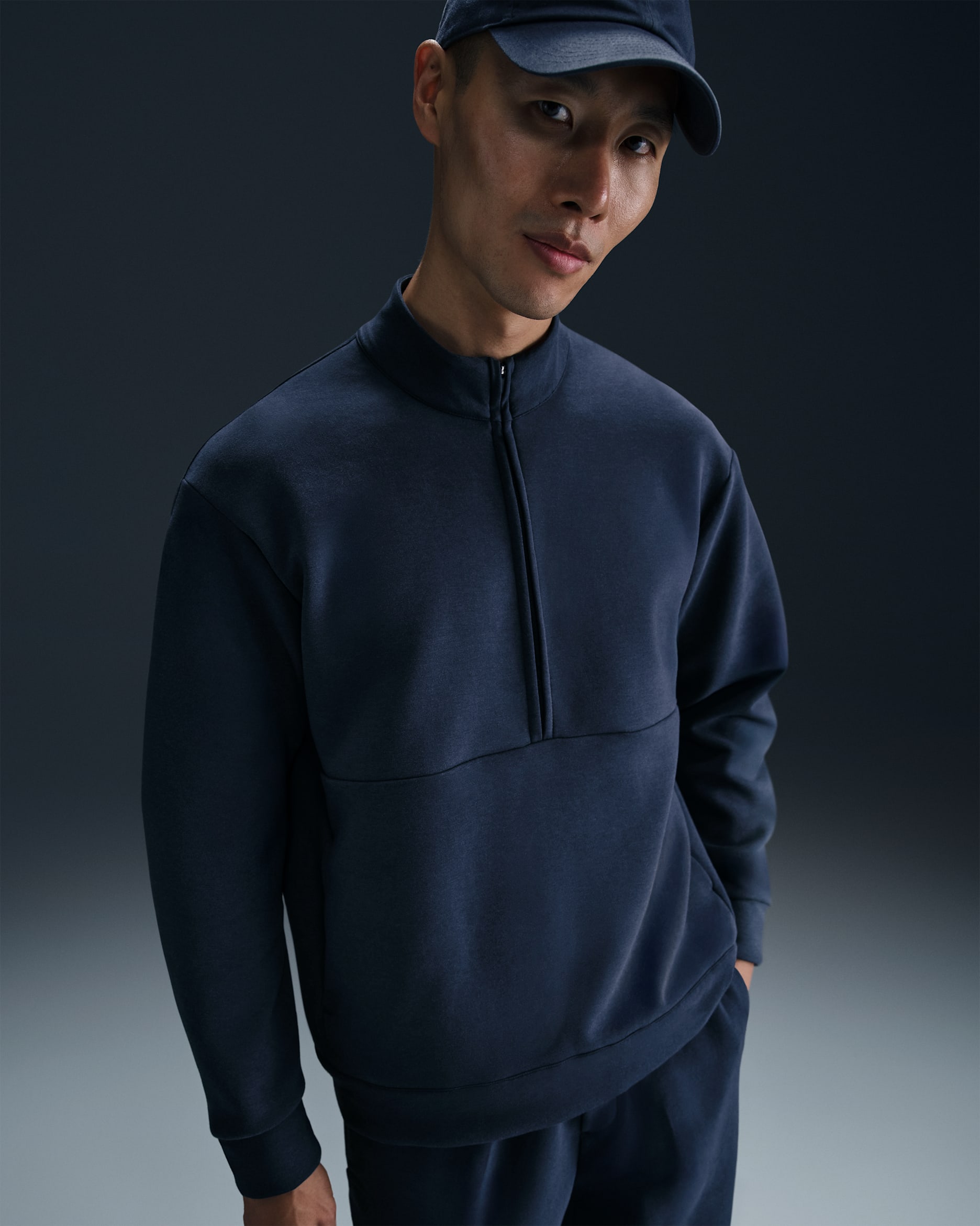 Nike 24.7 ImpossiblySoft Men's Dri-FIT 1/2-Zip Top - Obsidian/Dark Obsidian
