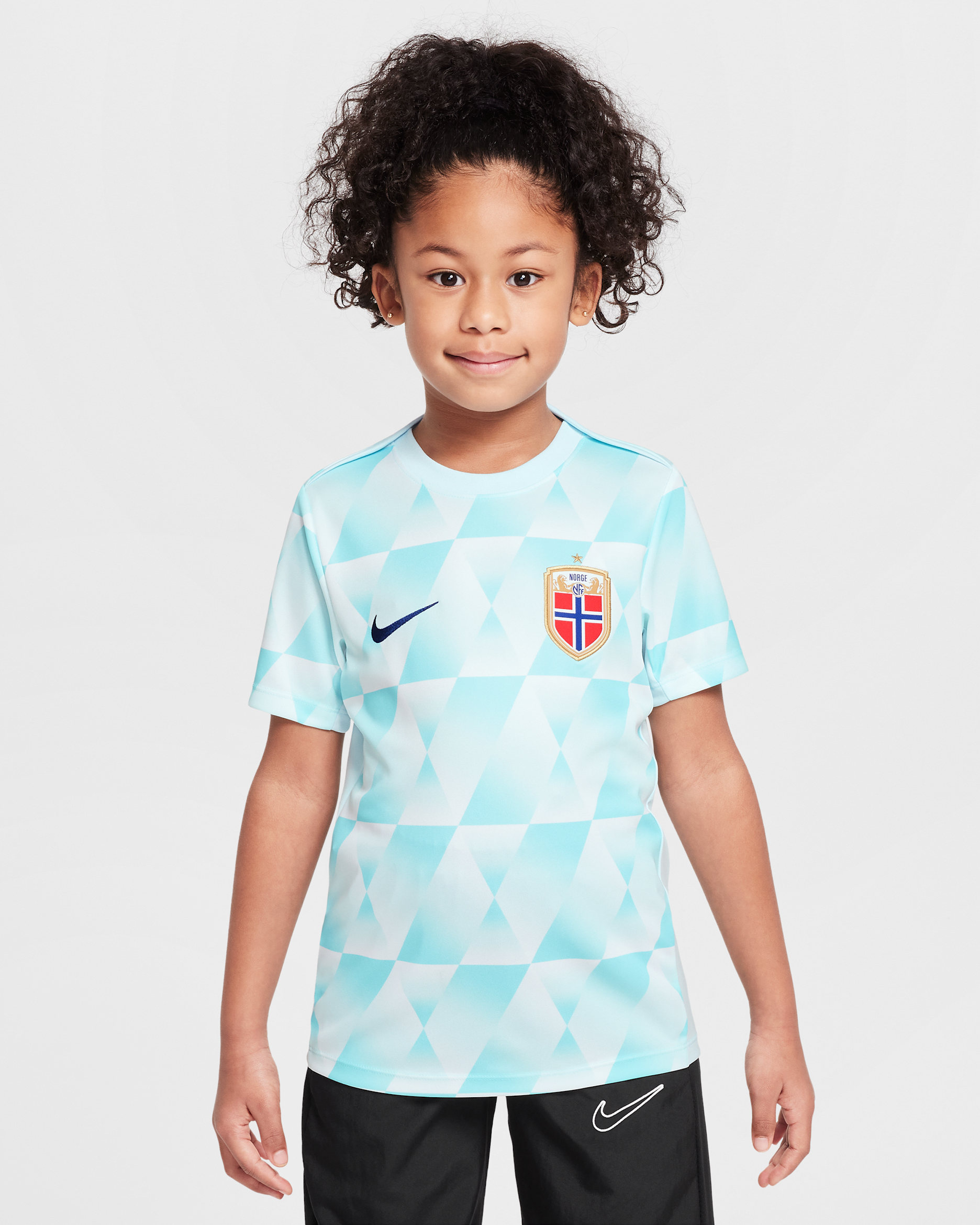 Haut de foot d'avant-match à manches courtes Nike Dri-FIT Norvège Academy Pro pour ado - Glacier Blue/Blue Void