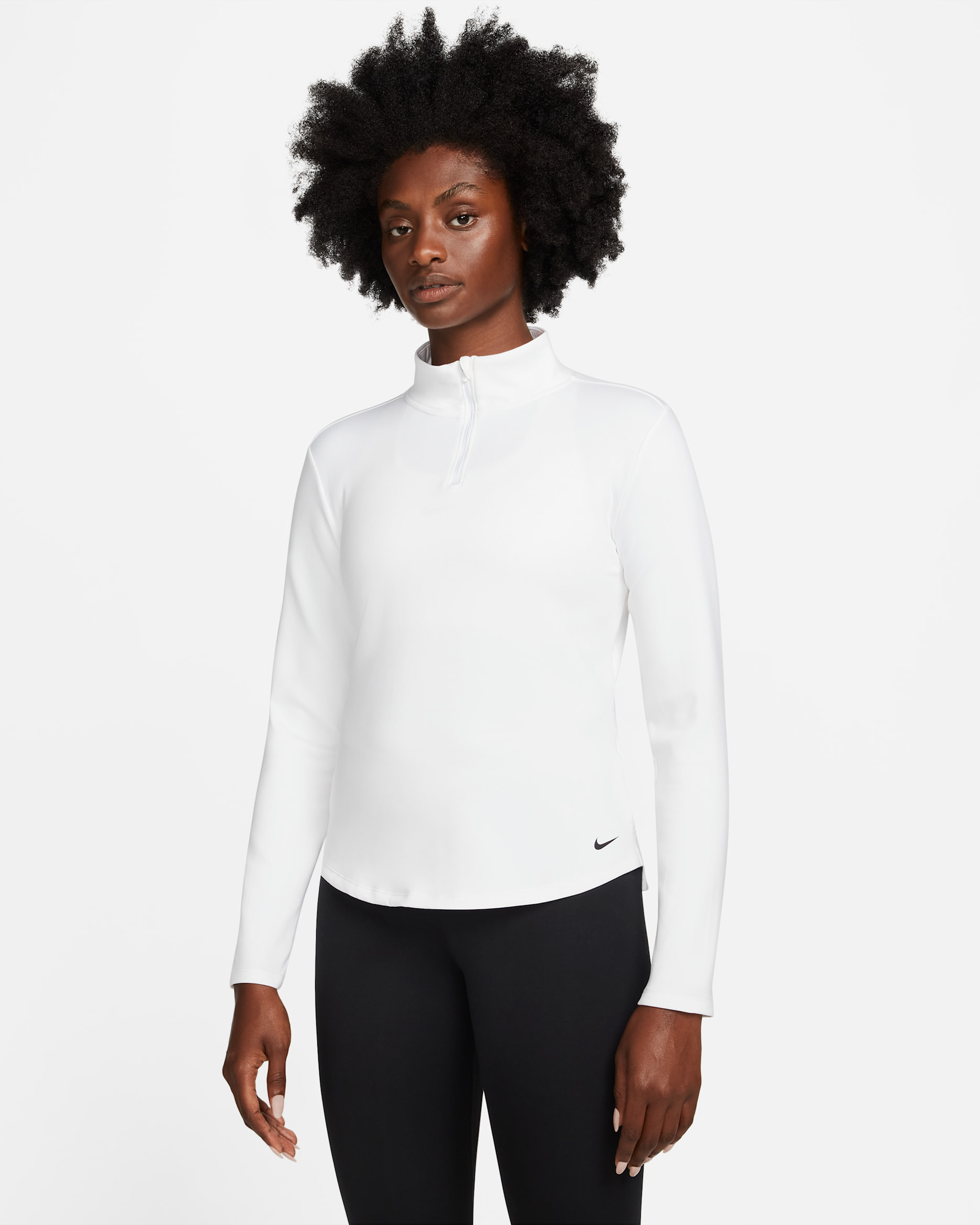 Camiseta de medio cierre con manga larga para mujer Nike Therma-FIT One - Blanco/Negro