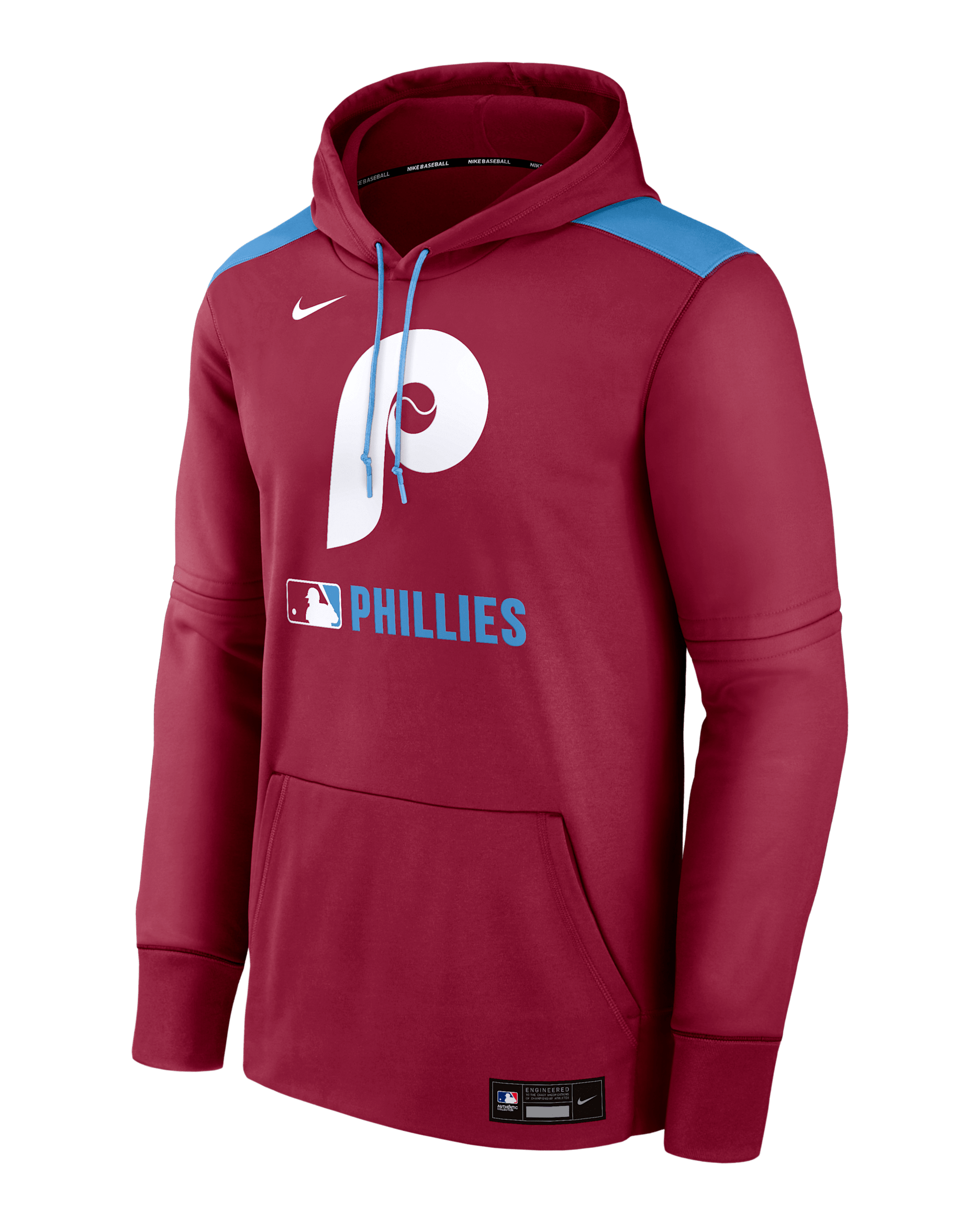 Sudadera con gorro sin cierre Nike Therma de la MLB para hombre Philadelphia Phillies Authentic Collection - Castaña