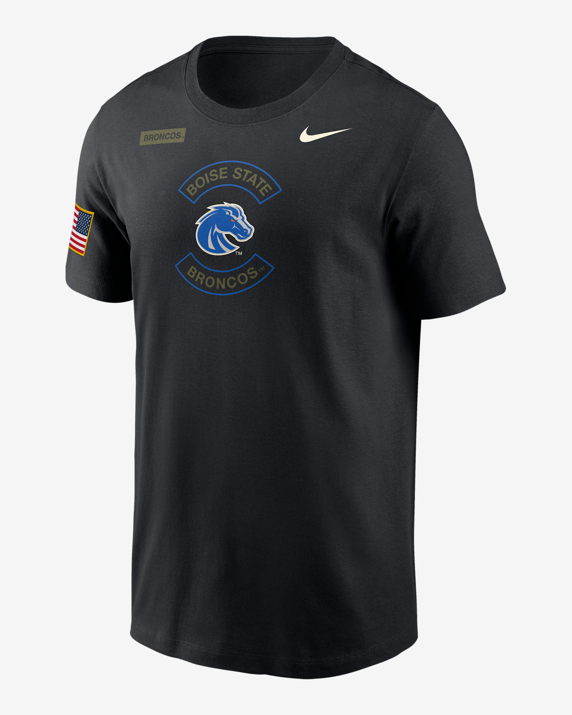 Boise State Broncos Team Issue Men's Nike Dri-FIT Crew-Neck T-Shirt - Black