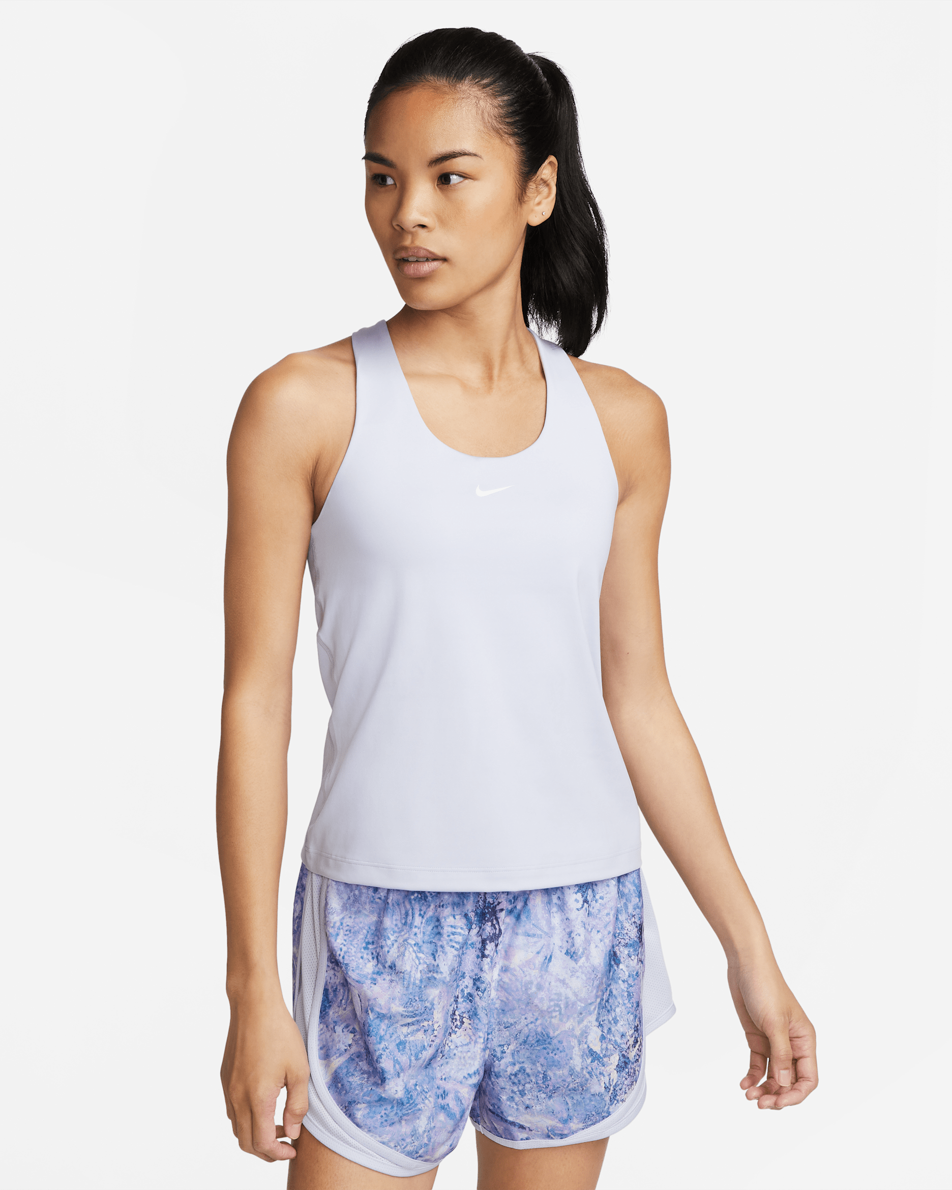 Nike Swoosh 女款中度支撐型襯墊運動內衣背心 - Oxygen Purple/Oxygen Purple/白色