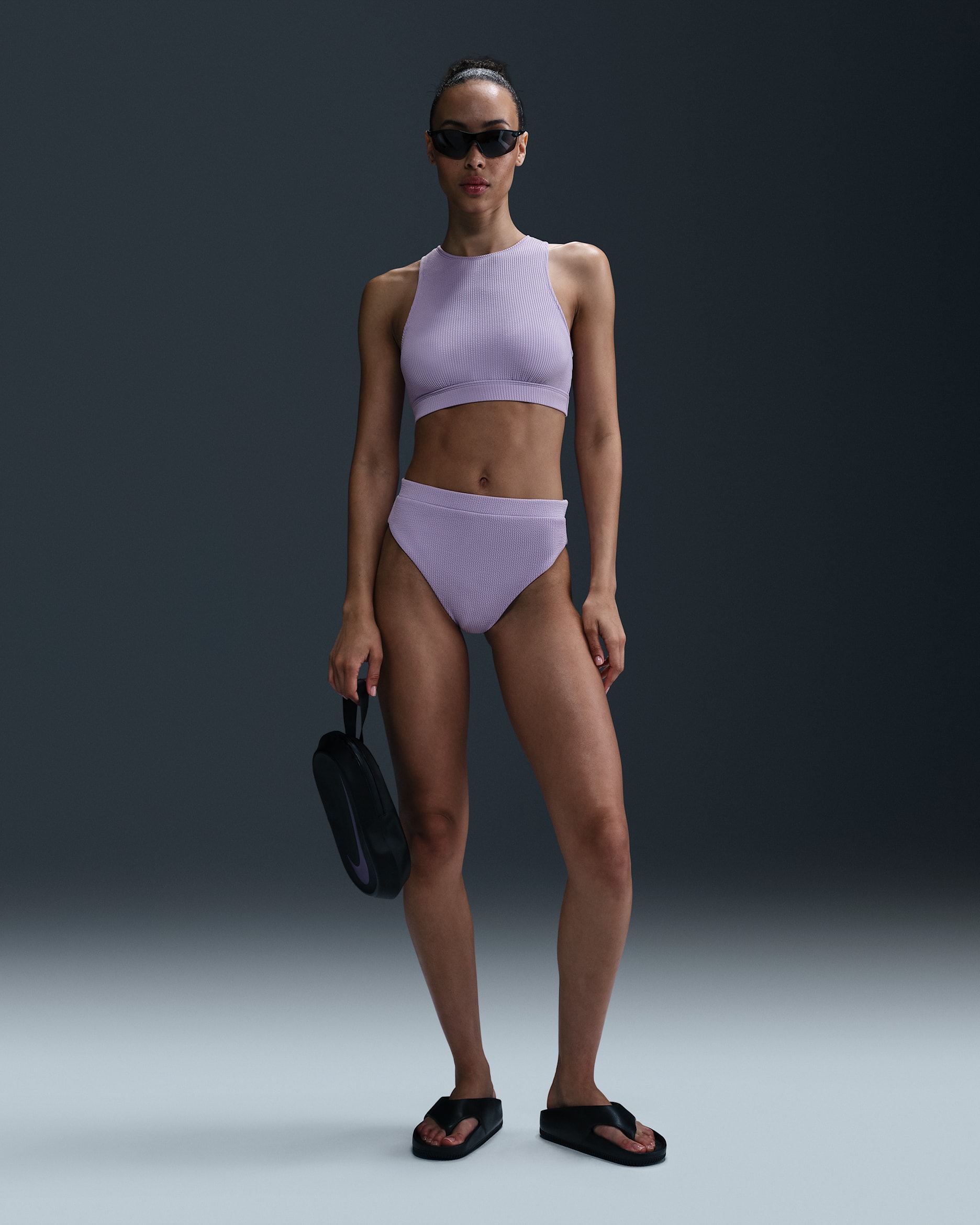 Nike Swim Elevated Essential Women's High-Waisted Bikini Bottom - Hydrangeas