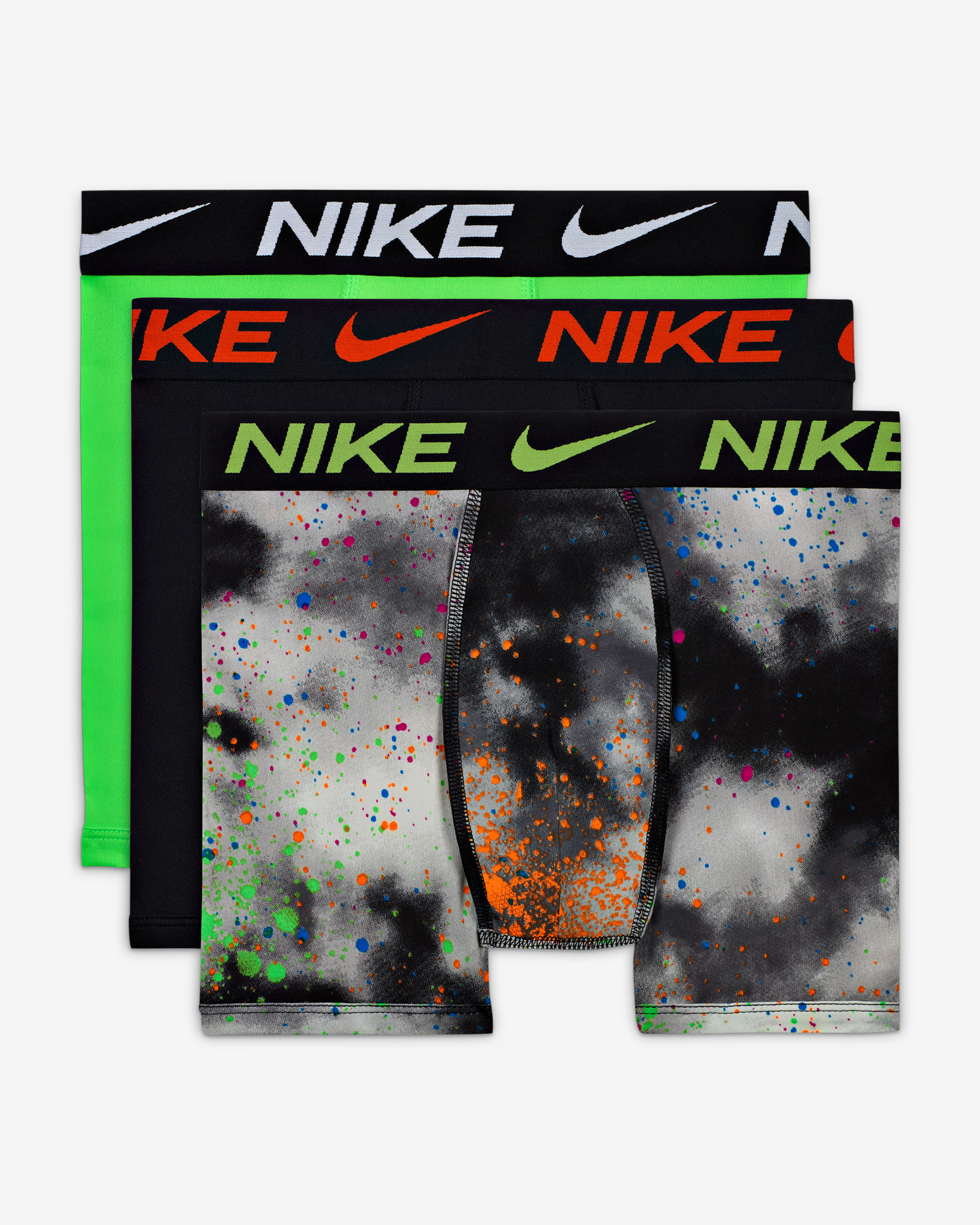 Nike Dri-FIT Essentials Big Kids' Printed Boxer Briefs (3-Pack) - Black
