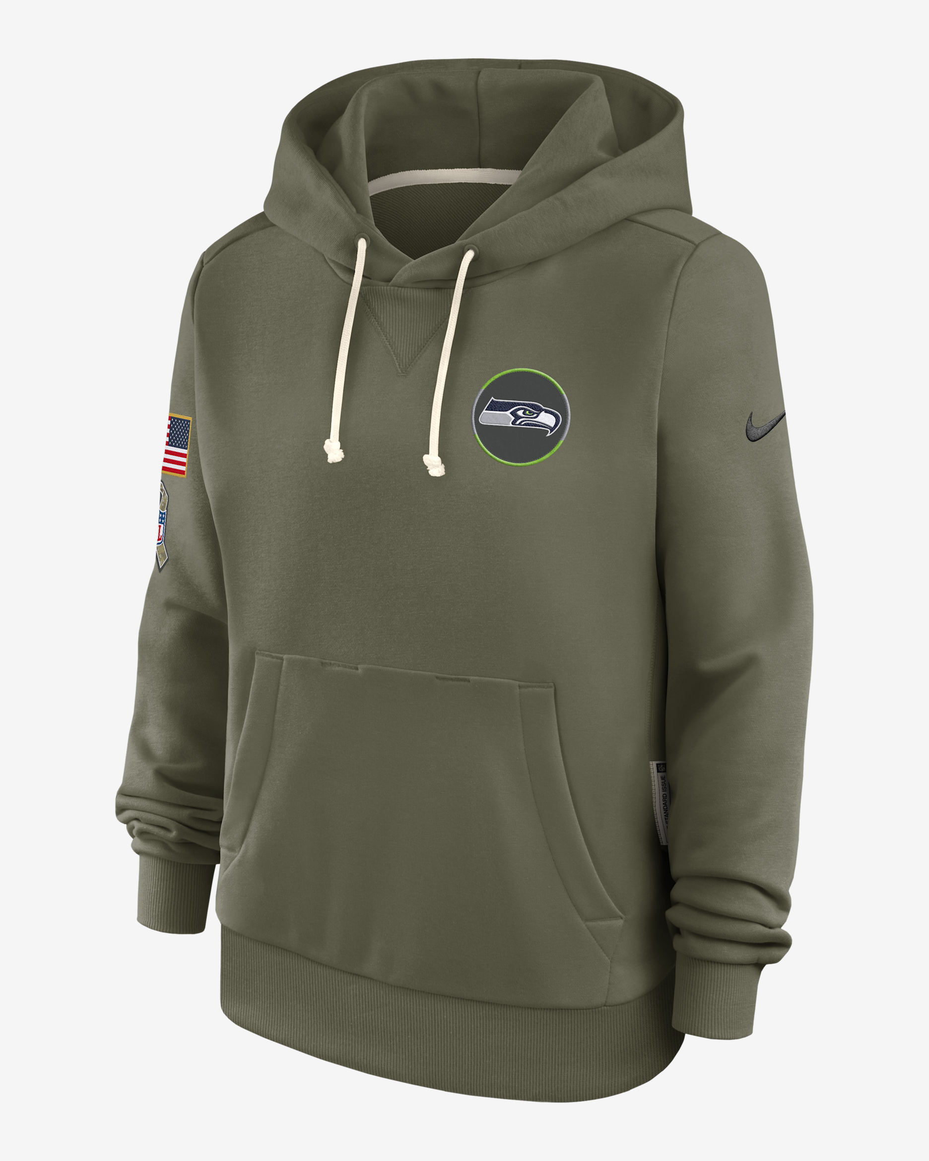 Seattle Seahawks Salute to Service Sideline Women's Nike Dri-FIT NFL Pullover Hoodie - Olive