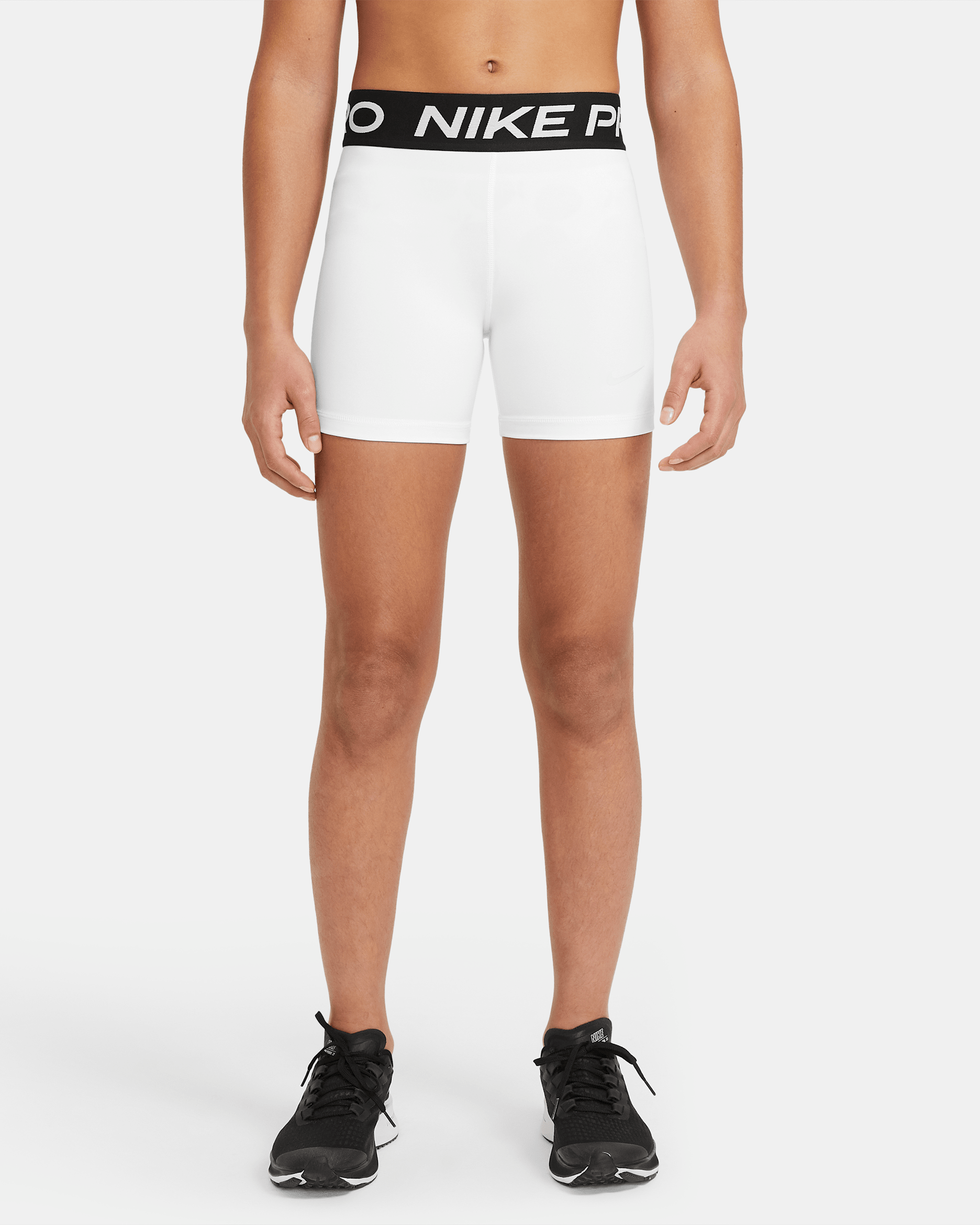 Nike Pro Girls' Shorts - White/Pure Platinum